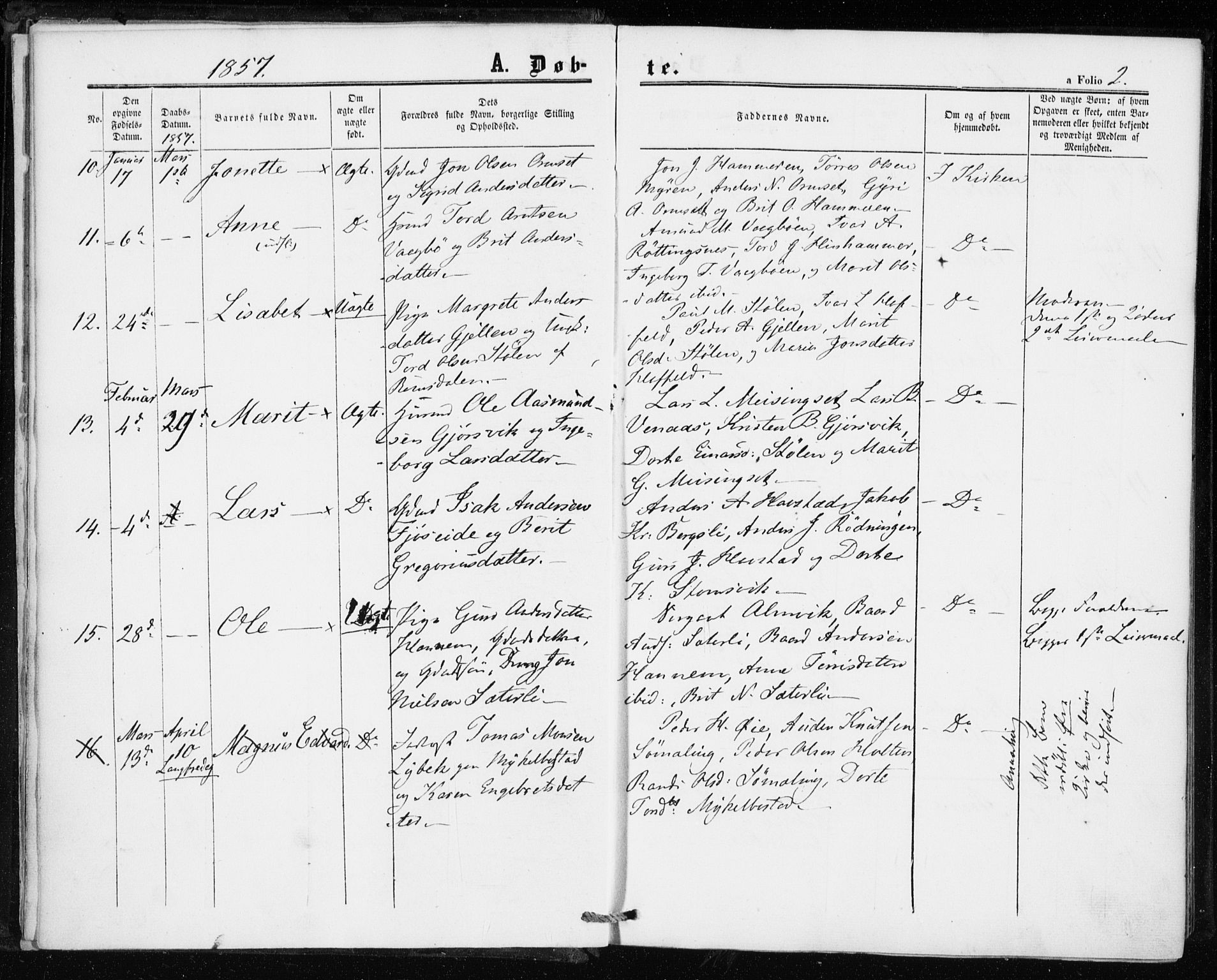 Ministerialprotokoller, klokkerbøker og fødselsregistre - Møre og Romsdal, AV/SAT-A-1454/586/L0985: Parish register (official) no. 586A11, 1857-1866, p. 2
