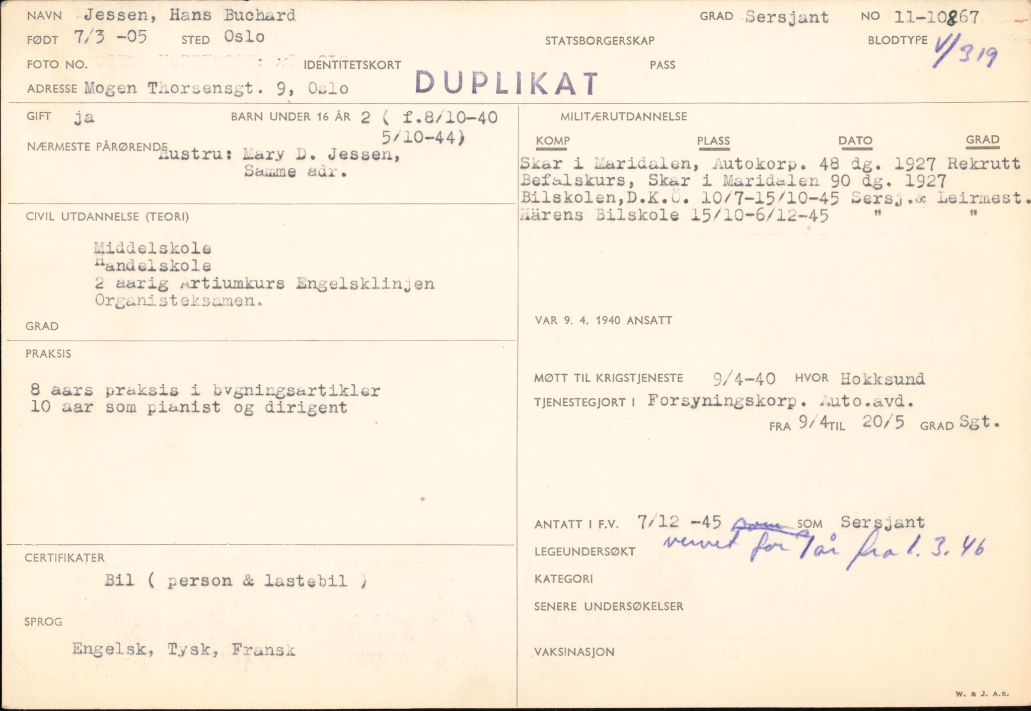 Forsvaret, Forsvarets overkommando/Luftforsvarsstaben, AV/RA-RAFA-4079/P/Pa/L0013: Personellmapper, 1905, p. 247