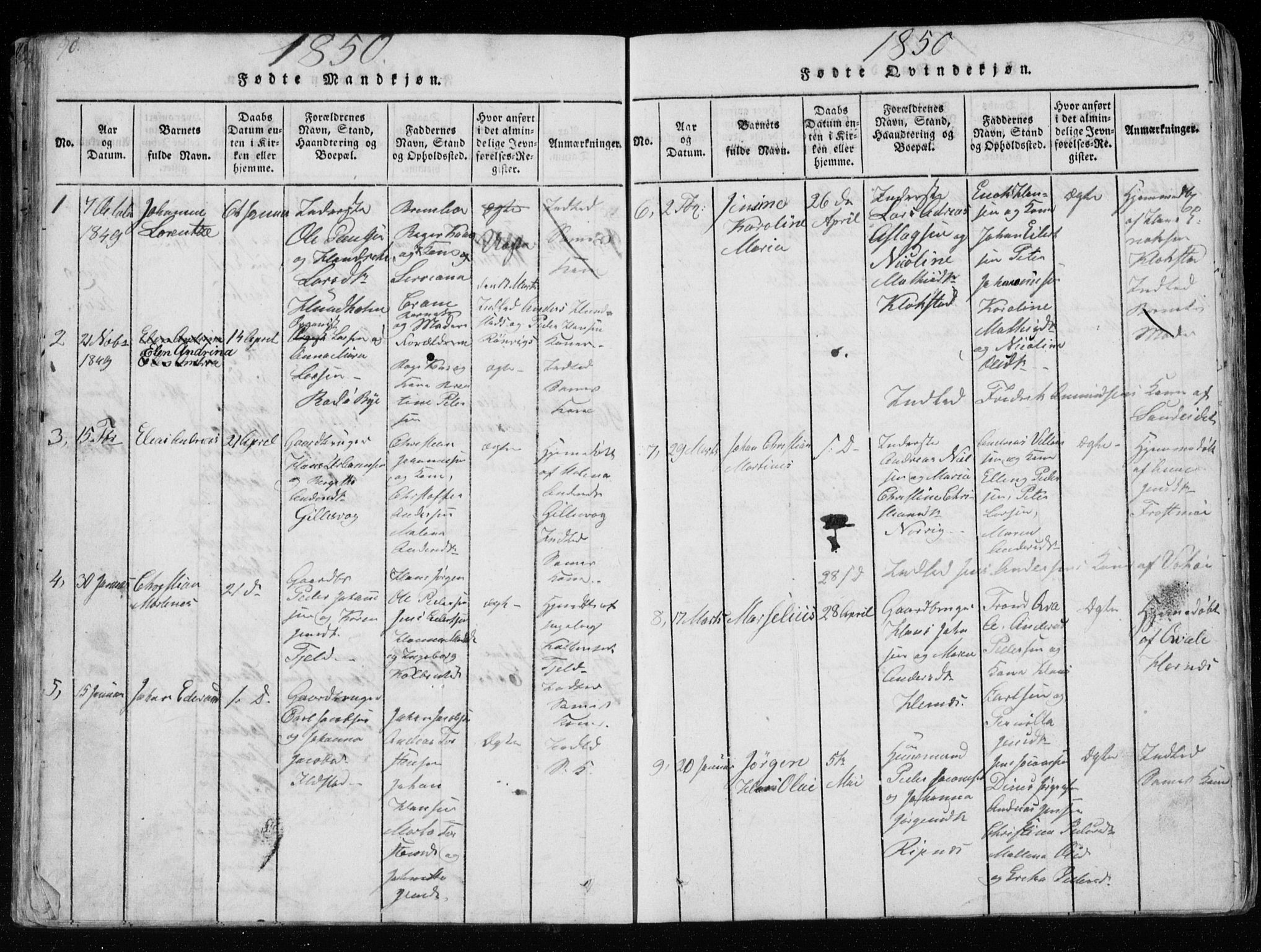 Ministerialprotokoller, klokkerbøker og fødselsregistre - Nordland, AV/SAT-A-1459/801/L0026: Parish register (copy) no. 801C01, 1820-1855, p. 90-91