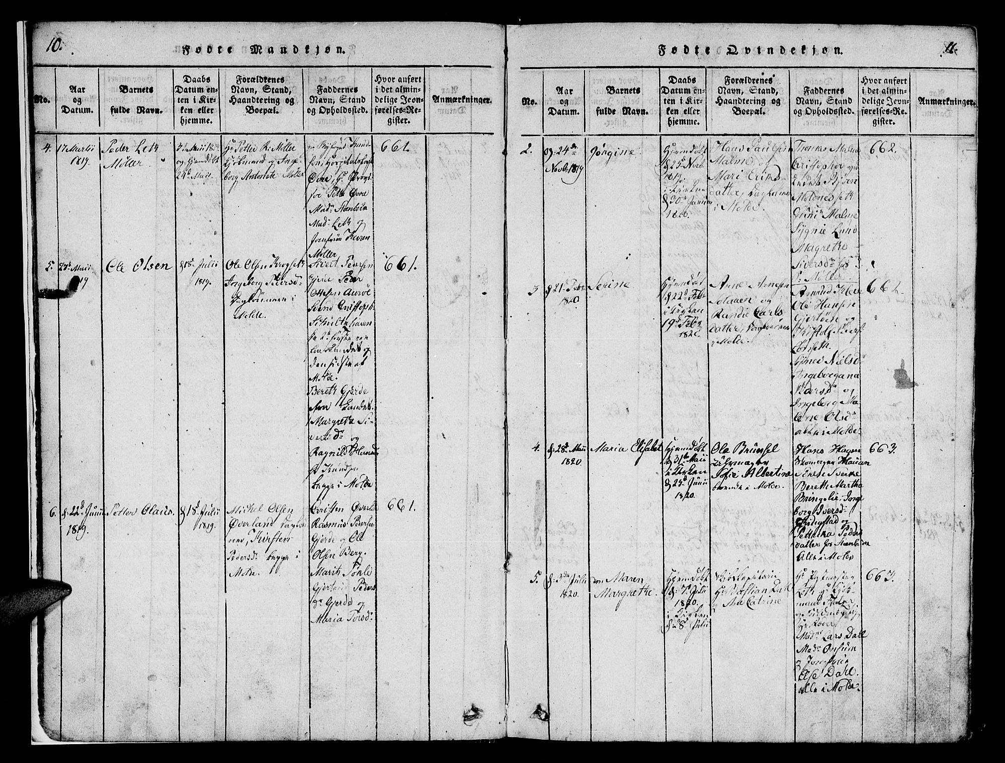 Ministerialprotokoller, klokkerbøker og fødselsregistre - Møre og Romsdal, SAT/A-1454/558/L0700: Parish register (copy) no. 558C01, 1818-1868, p. 10-11