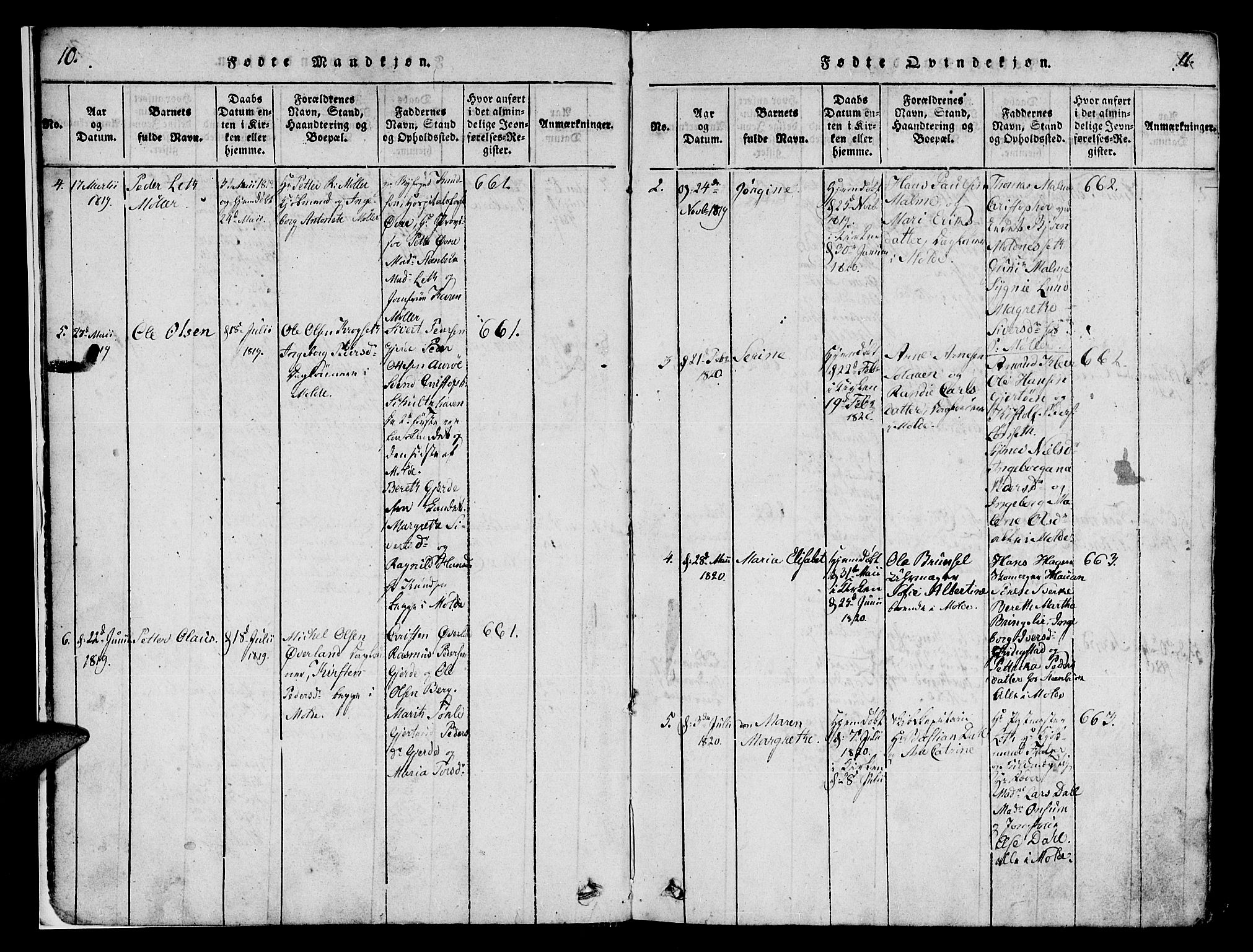 Ministerialprotokoller, klokkerbøker og fødselsregistre - Møre og Romsdal, AV/SAT-A-1454/558/L0700: Parish register (copy) no. 558C01, 1818-1868, p. 10-11