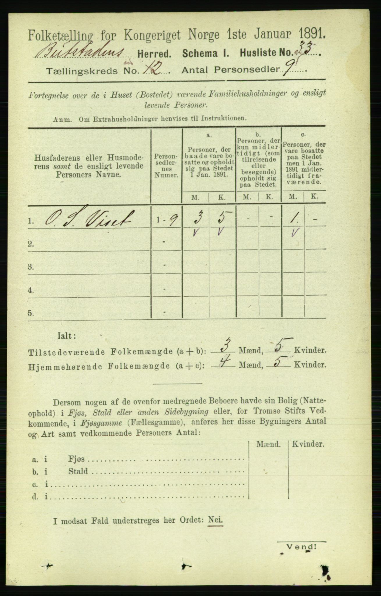 RA, 1891 census for 1727 Beitstad, 1891, p. 3360