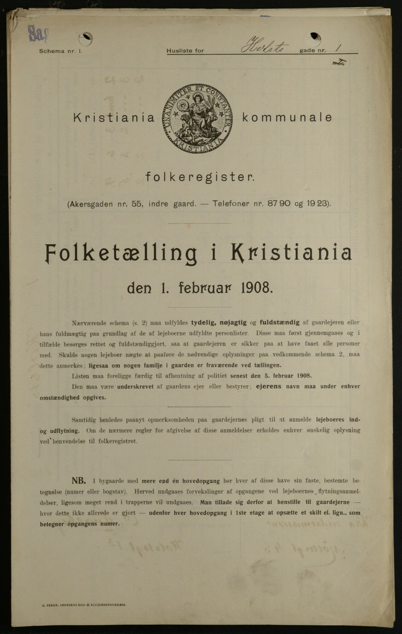OBA, Municipal Census 1908 for Kristiania, 1908, p. 36786