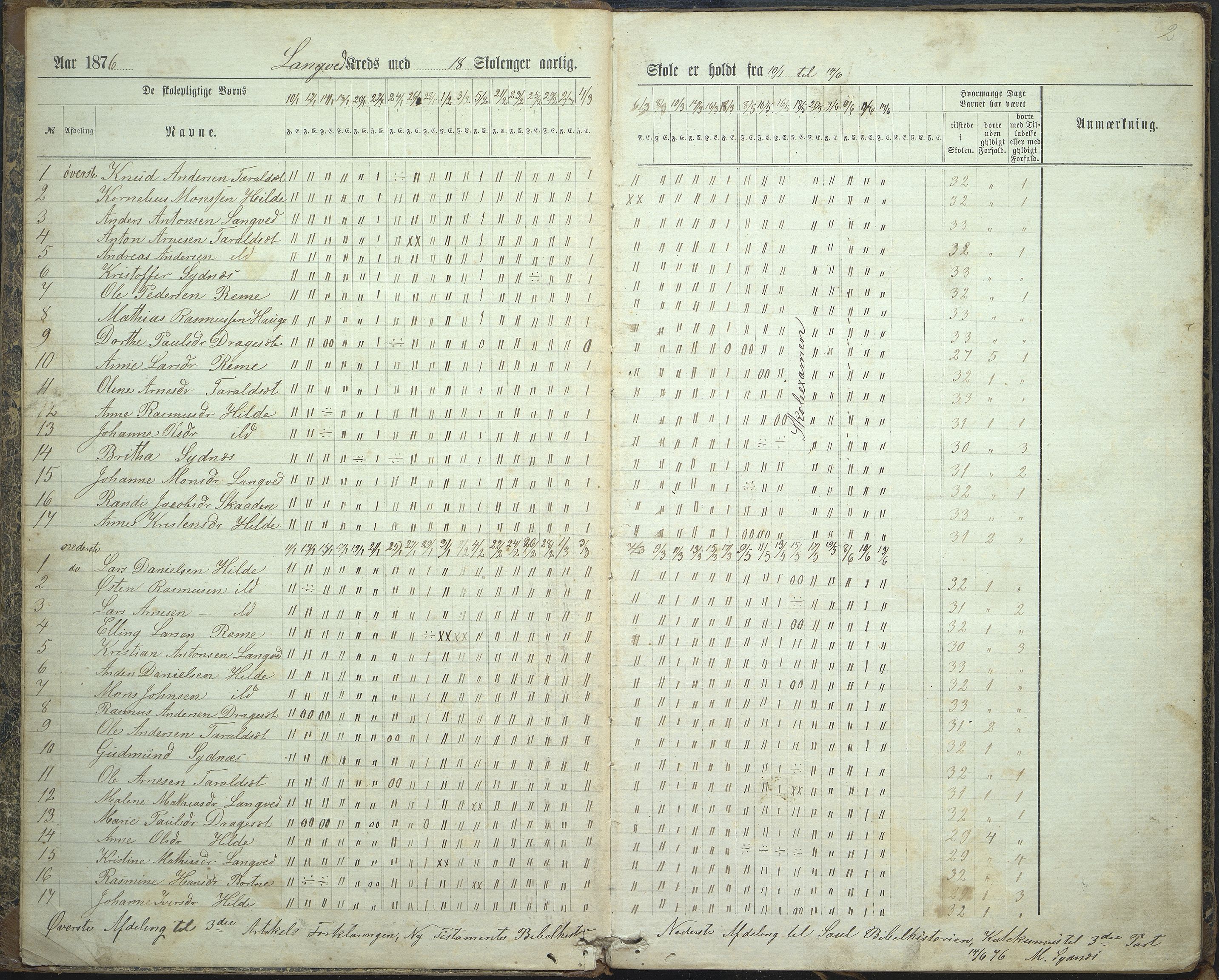 Innvik kommune. Lyslo skulekrins, VLFK/K-14470.520.18/543/L0001: dagbok for Langved skulekrins og Lyslo skulekrins, 1875-1887