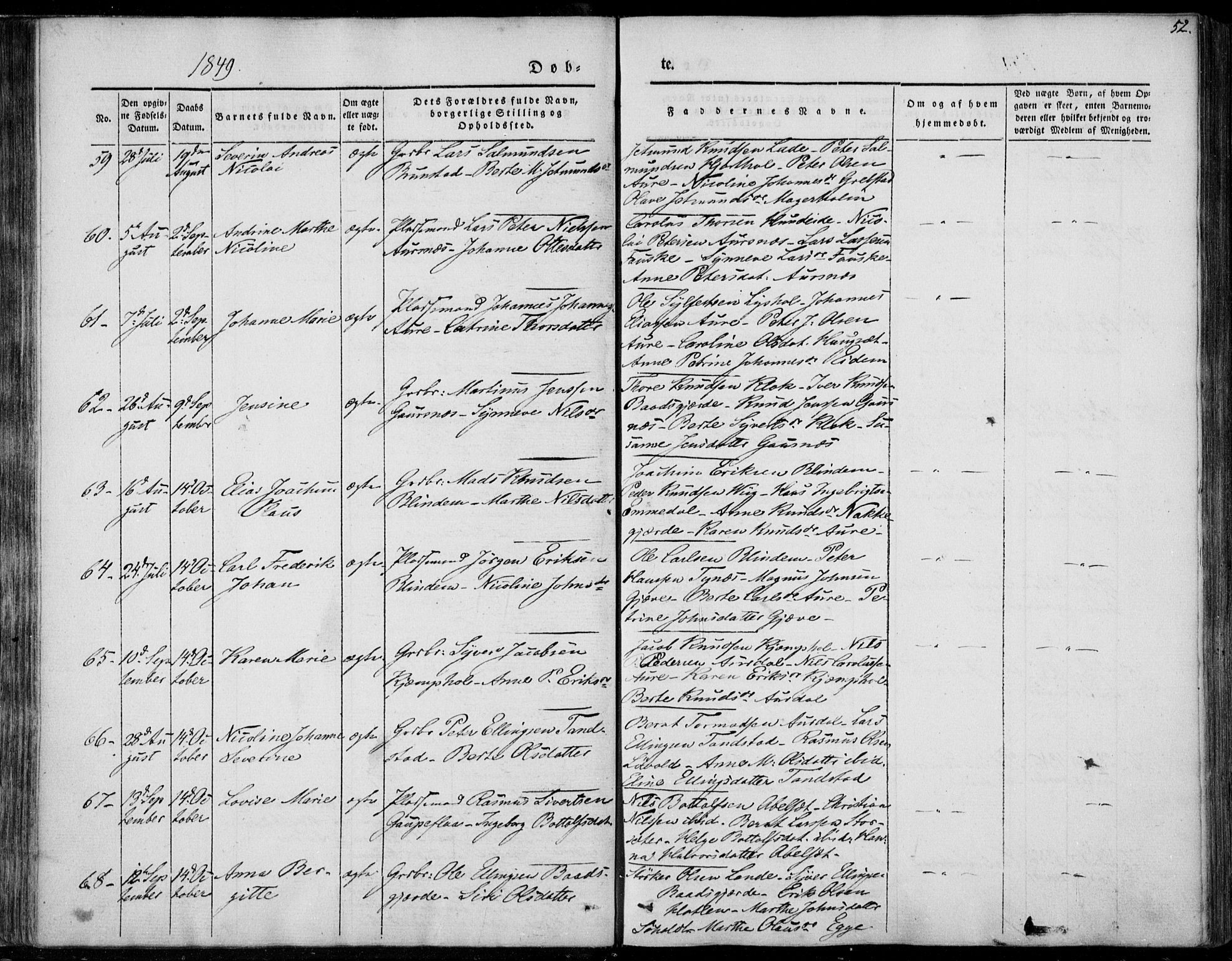 Ministerialprotokoller, klokkerbøker og fødselsregistre - Møre og Romsdal, SAT/A-1454/522/L0312: Parish register (official) no. 522A07, 1843-1851, p. 52