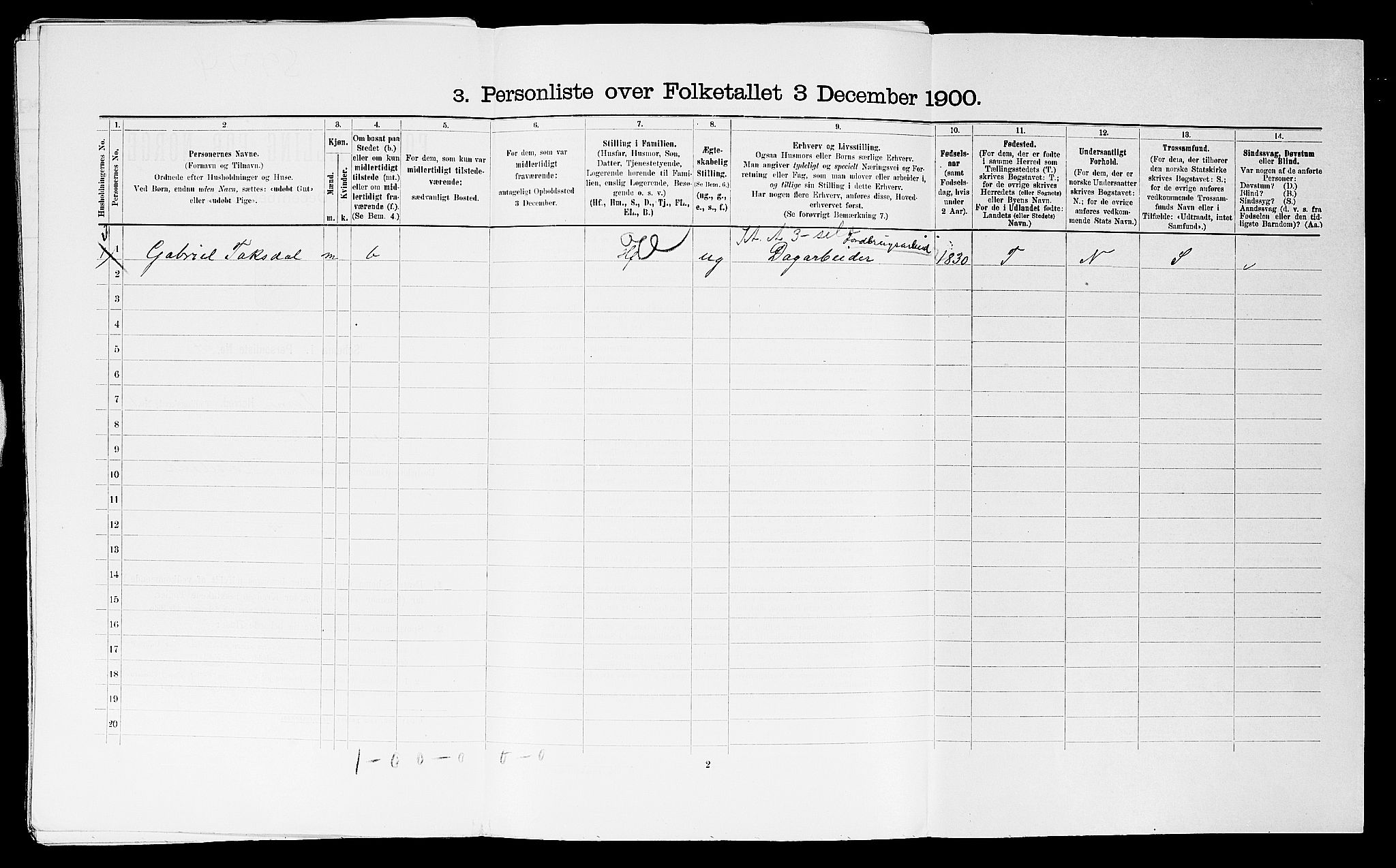 SAST, 1900 census for Time, 1900, p. 85