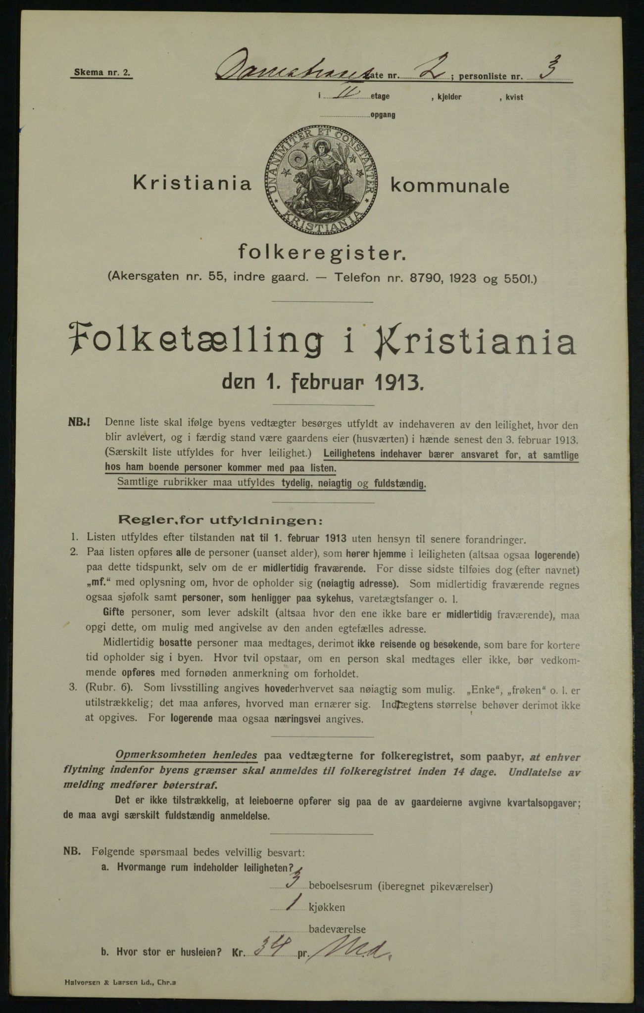 OBA, Municipal Census 1913 for Kristiania, 1913, p. 14438