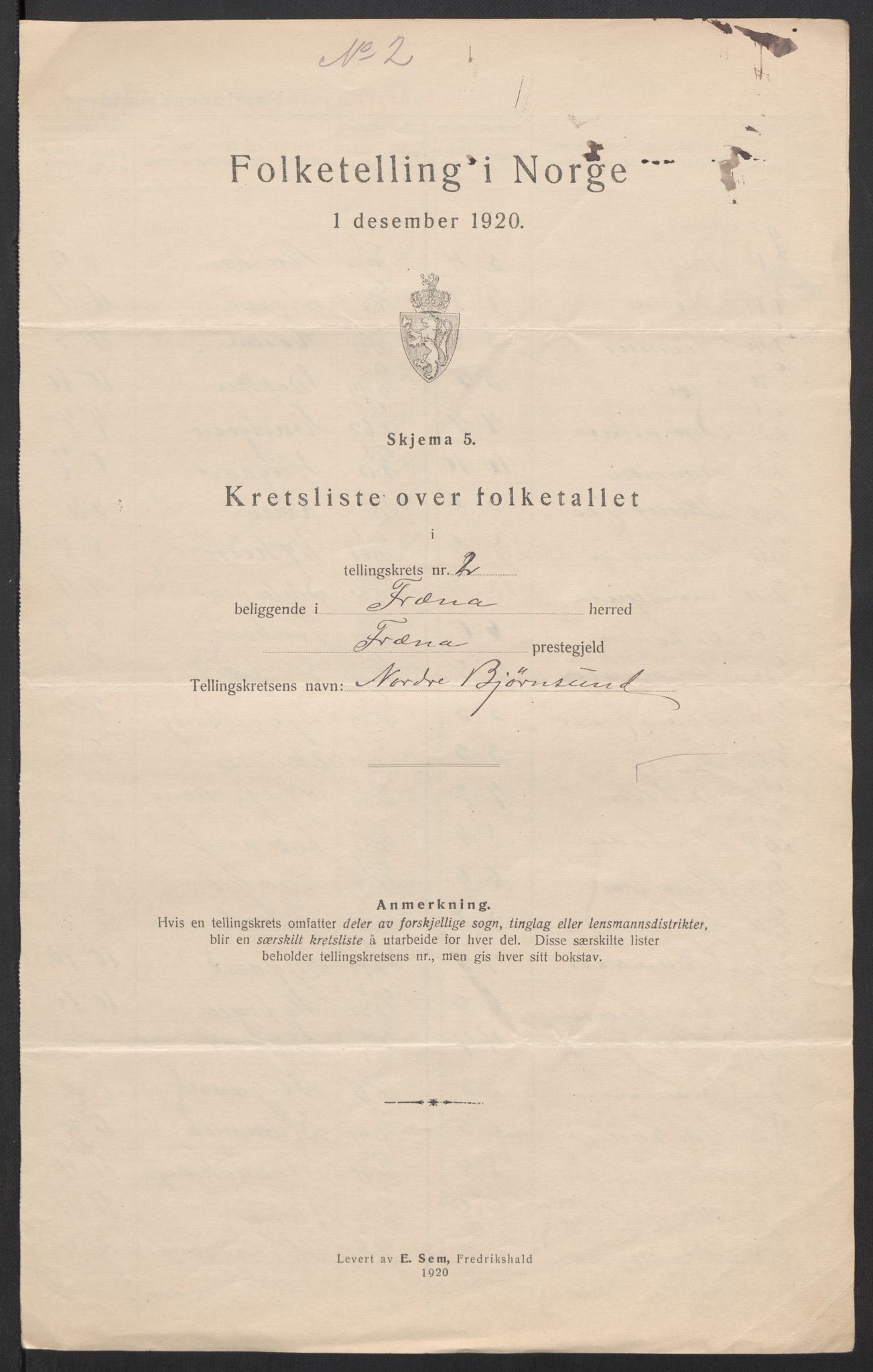 SAT, 1920 census for Fræna, 1920, p. 9