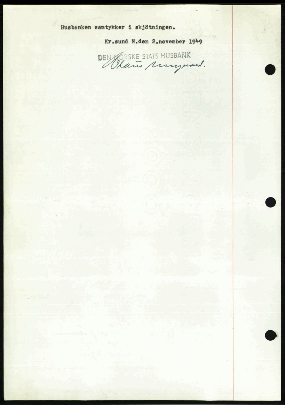 Kristiansund byfogd, AV/SAT-A-4587/A/27: Mortgage book no. 46, 1949-1950, Diary no: : 2100/1949