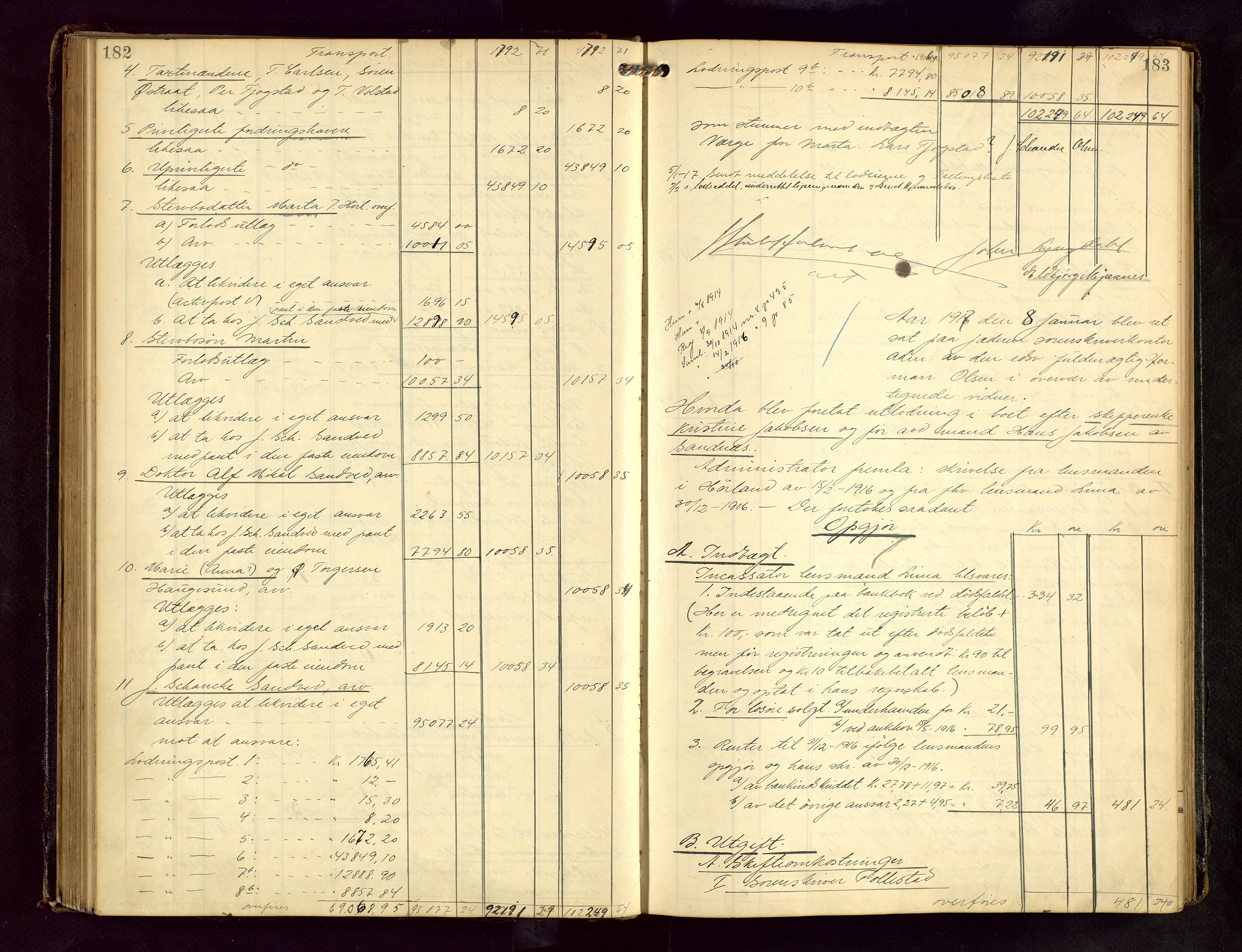 Jæren sorenskriveri, AV/SAST-A-100310/01/5/50/50BB/L0008: SKIFTEUTLODNINGSPROTOKOLL, 1914-1920, p. 182-183