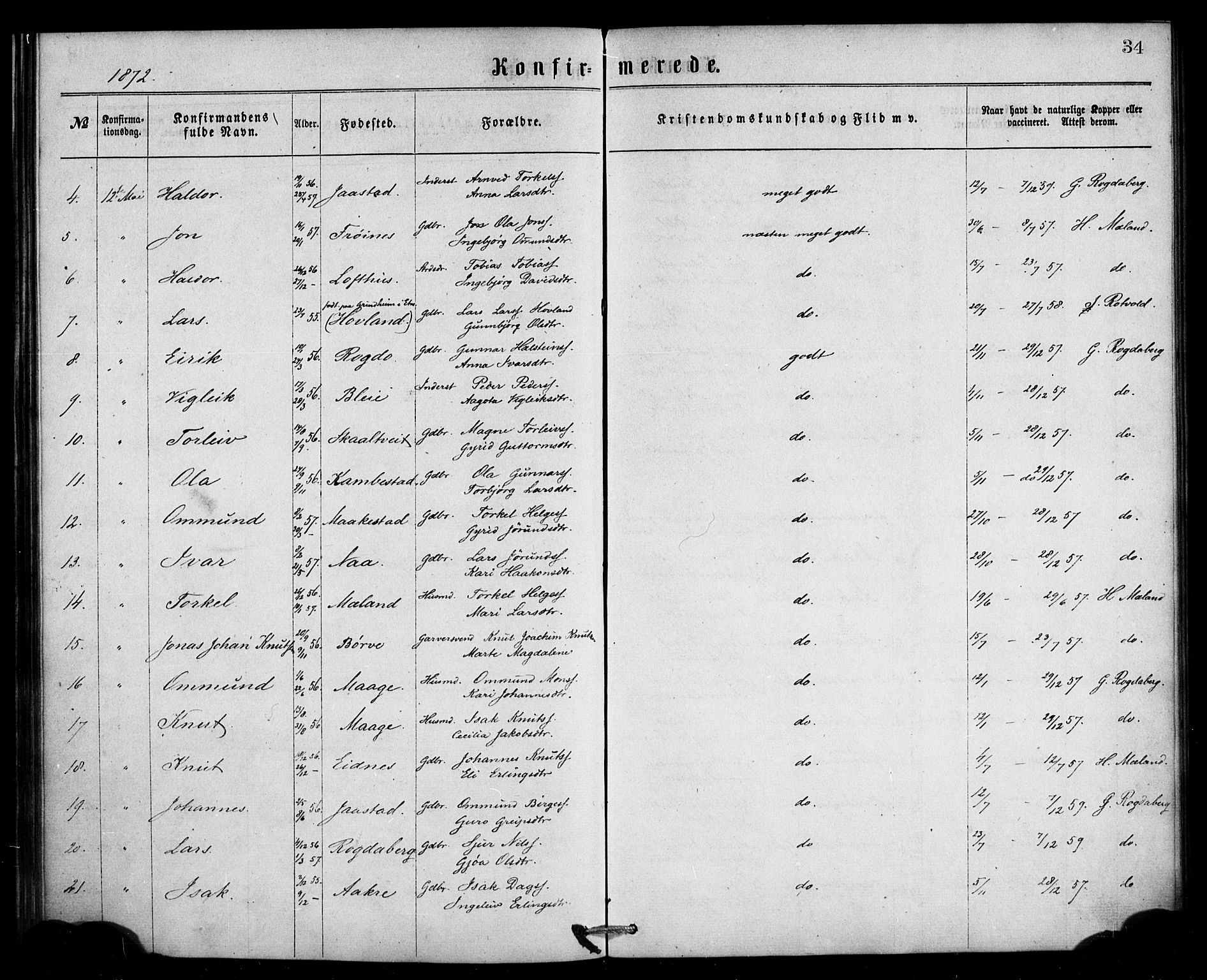 Ullensvang sokneprestembete, AV/SAB-A-78701/H/Haa: Parish register (official) no. A 13, 1867-1879, p. 34