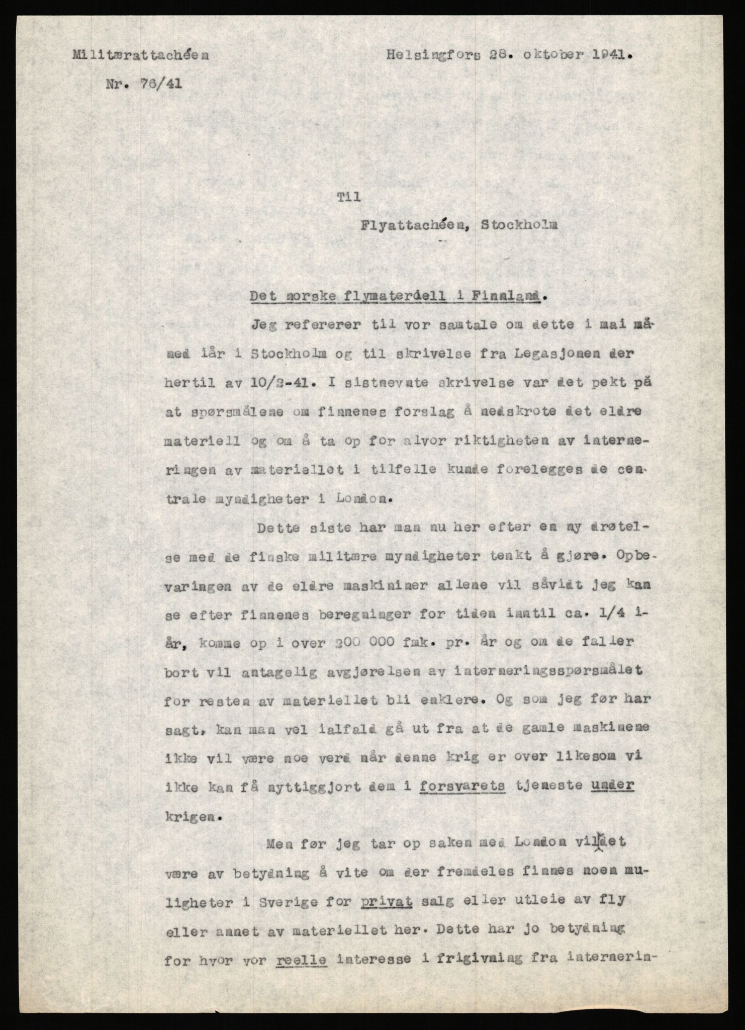 Forsvaret, Forsvarets krigshistoriske avdeling, AV/RA-RAFA-2017/Y/Ya/L0006: II-C-11-11,2 - Utenriksdepartementet.  Legasjonen i Helsingfors., 1940-1946, p. 124