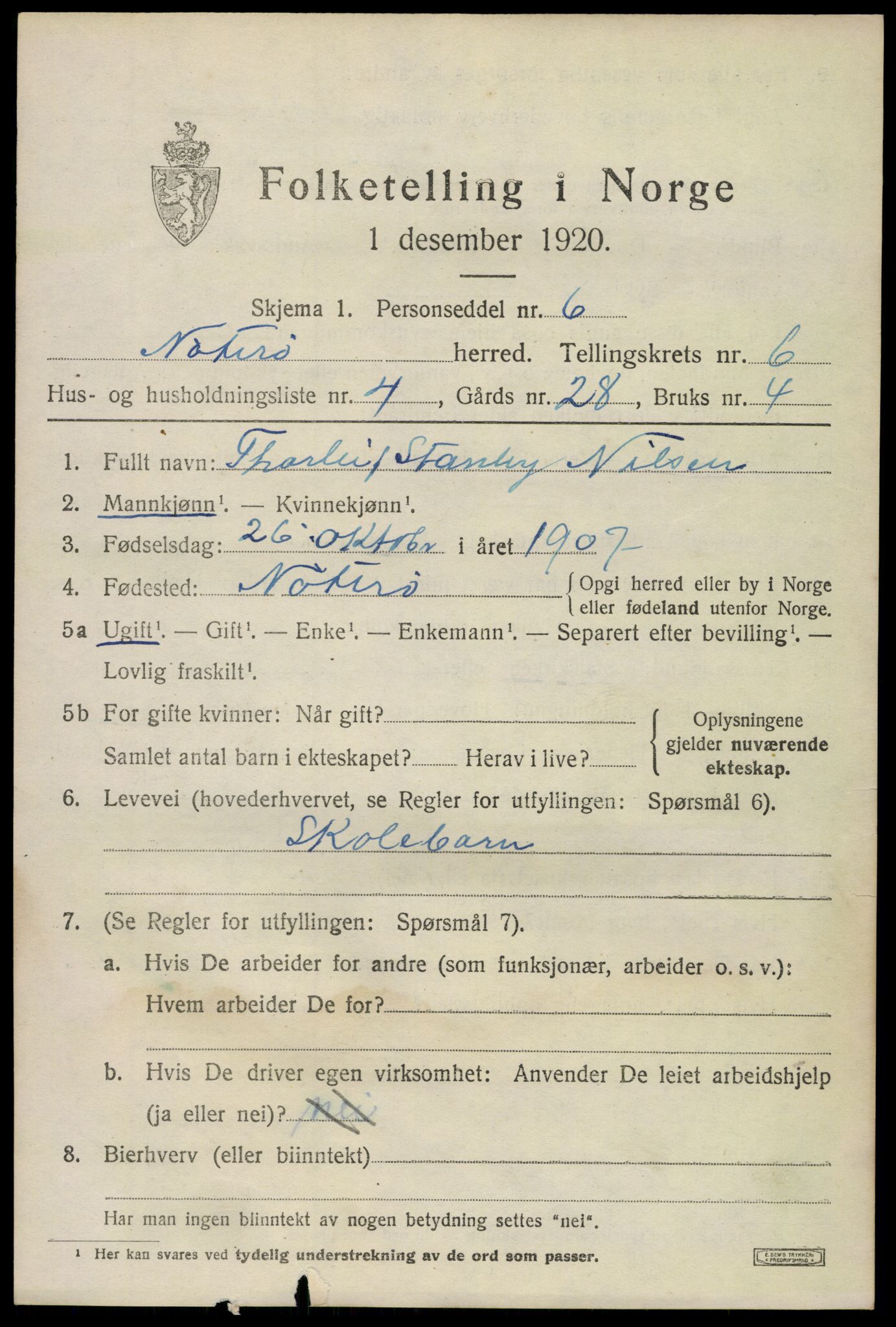SAKO, 1920 census for Nøtterøy, 1920, p. 8475