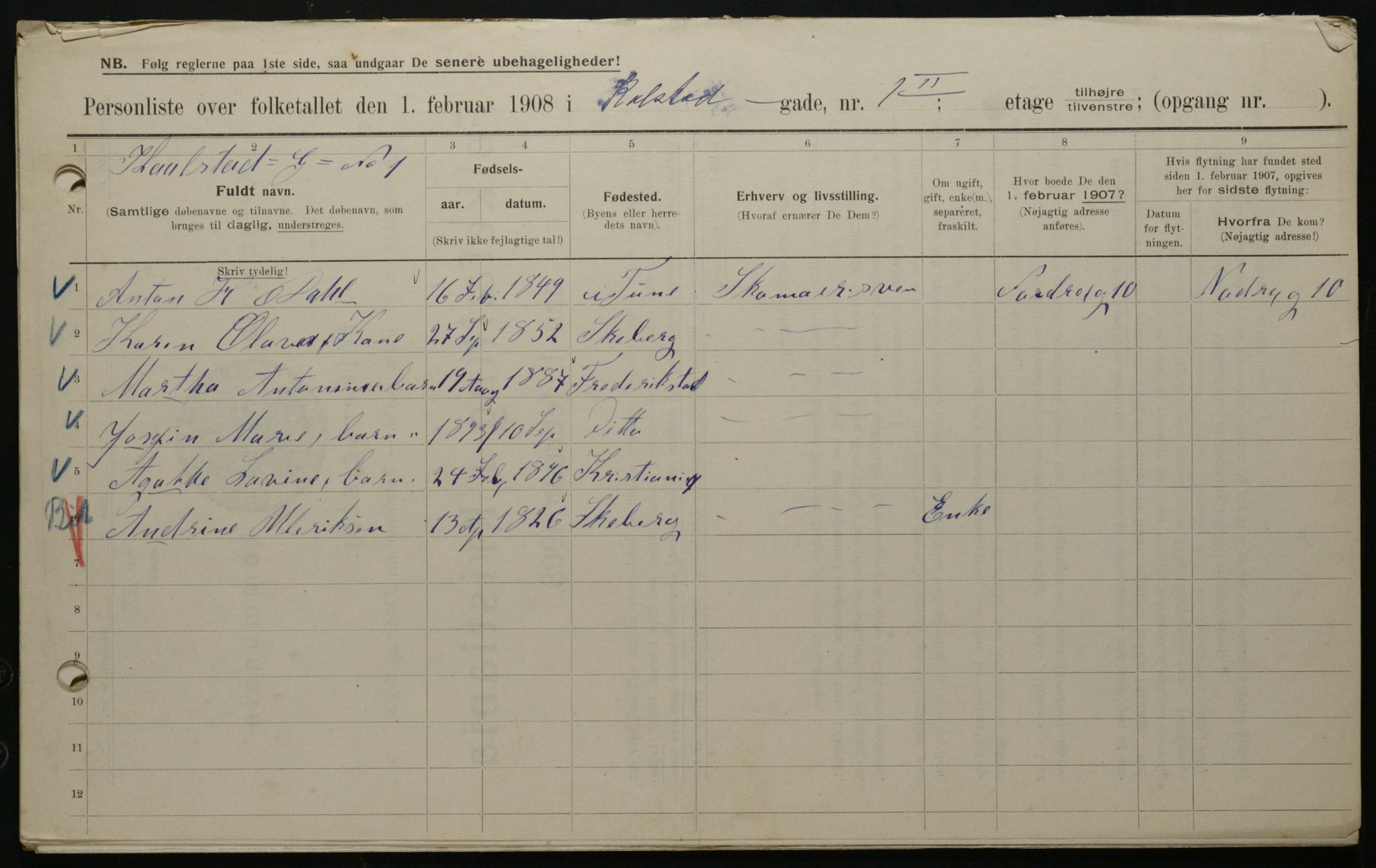 OBA, Municipal Census 1908 for Kristiania, 1908, p. 46636