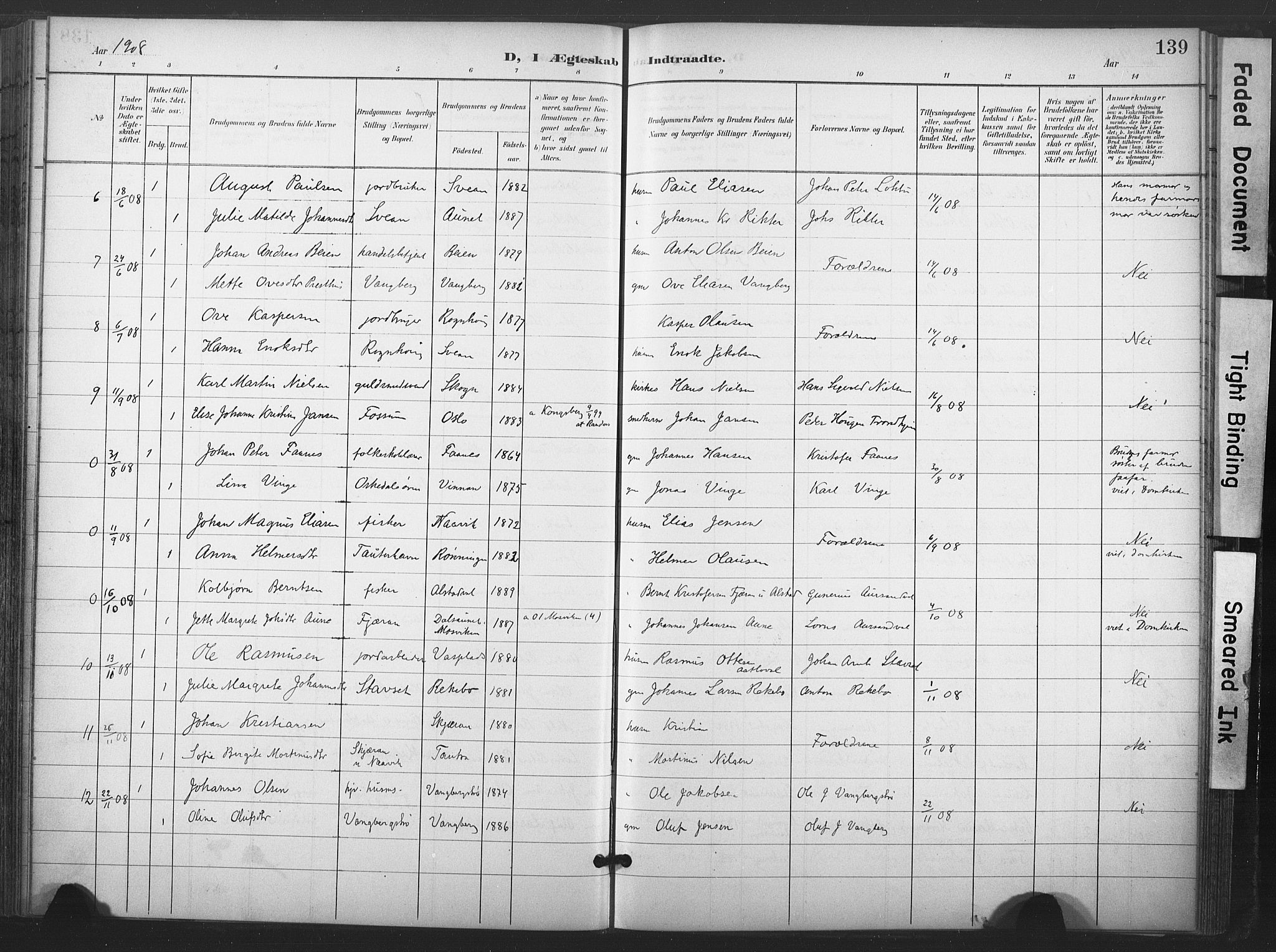 Ministerialprotokoller, klokkerbøker og fødselsregistre - Nord-Trøndelag, SAT/A-1458/713/L0122: Parish register (official) no. 713A11, 1899-1910, p. 139