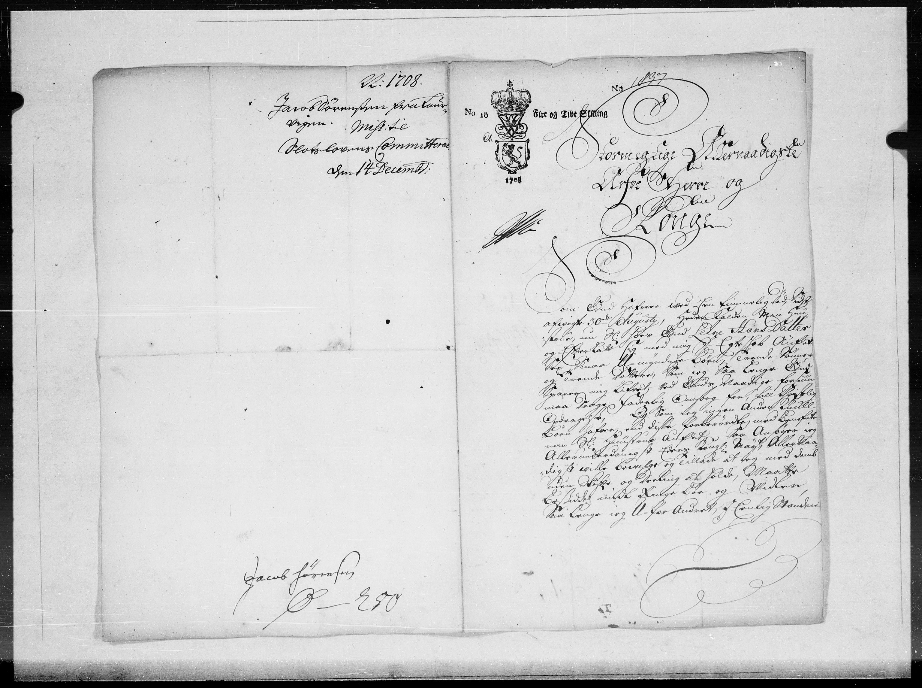 Danske Kanselli 1572-1799, AV/RA-EA-3023/F/Fc/Fcc/Fcca/L0066: Norske innlegg 1572-1799, 1708, p. 305