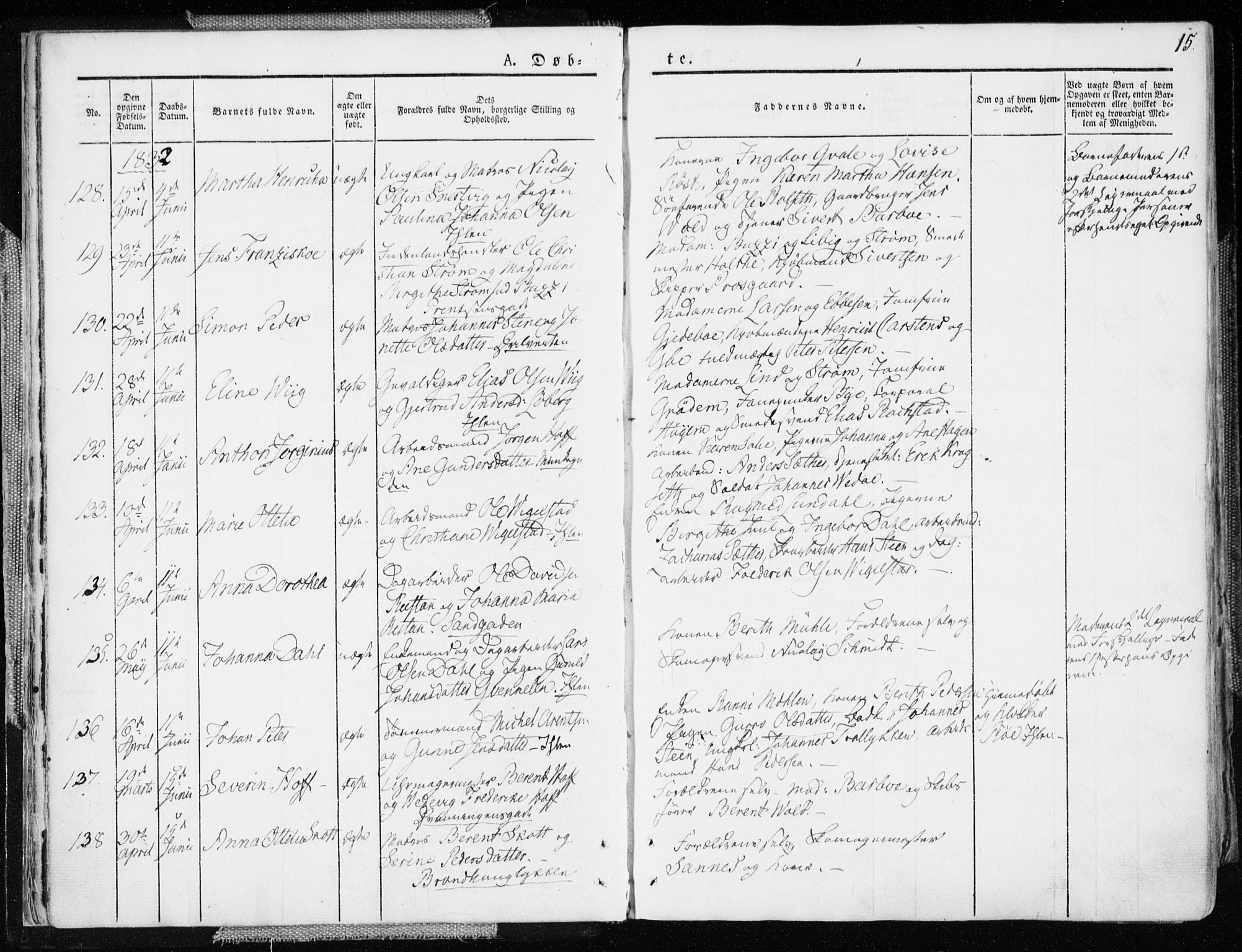 Ministerialprotokoller, klokkerbøker og fødselsregistre - Sør-Trøndelag, AV/SAT-A-1456/601/L0047: Parish register (official) no. 601A15, 1831-1839, p. 15