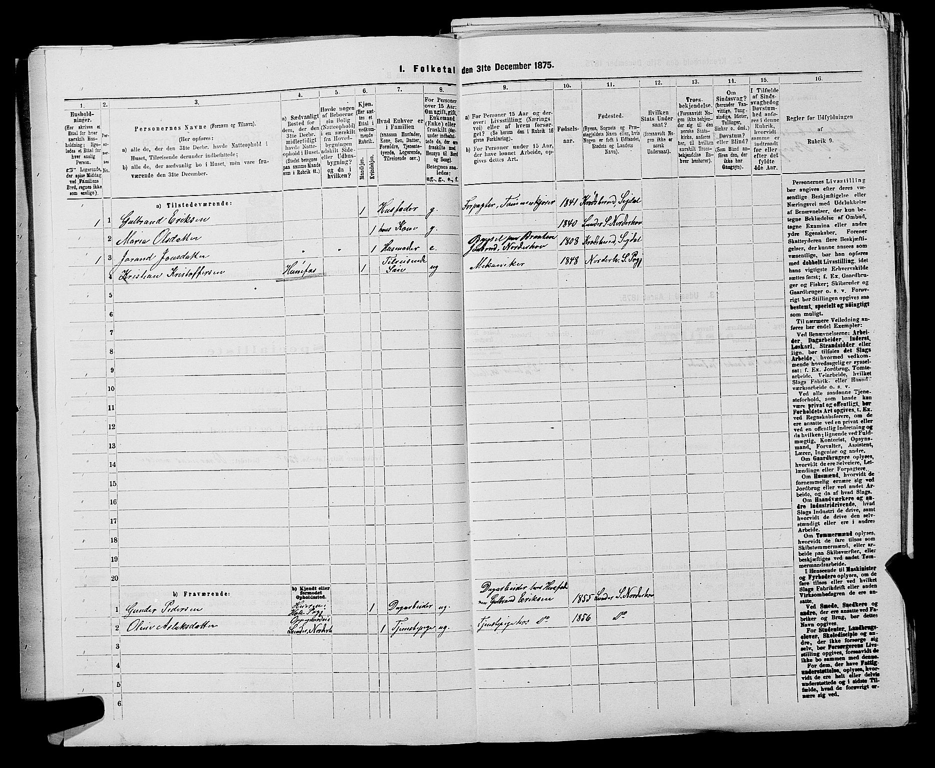 SAKO, 1875 census for 0613L Norderhov/Norderhov, Haug og Lunder, 1875, p. 2256