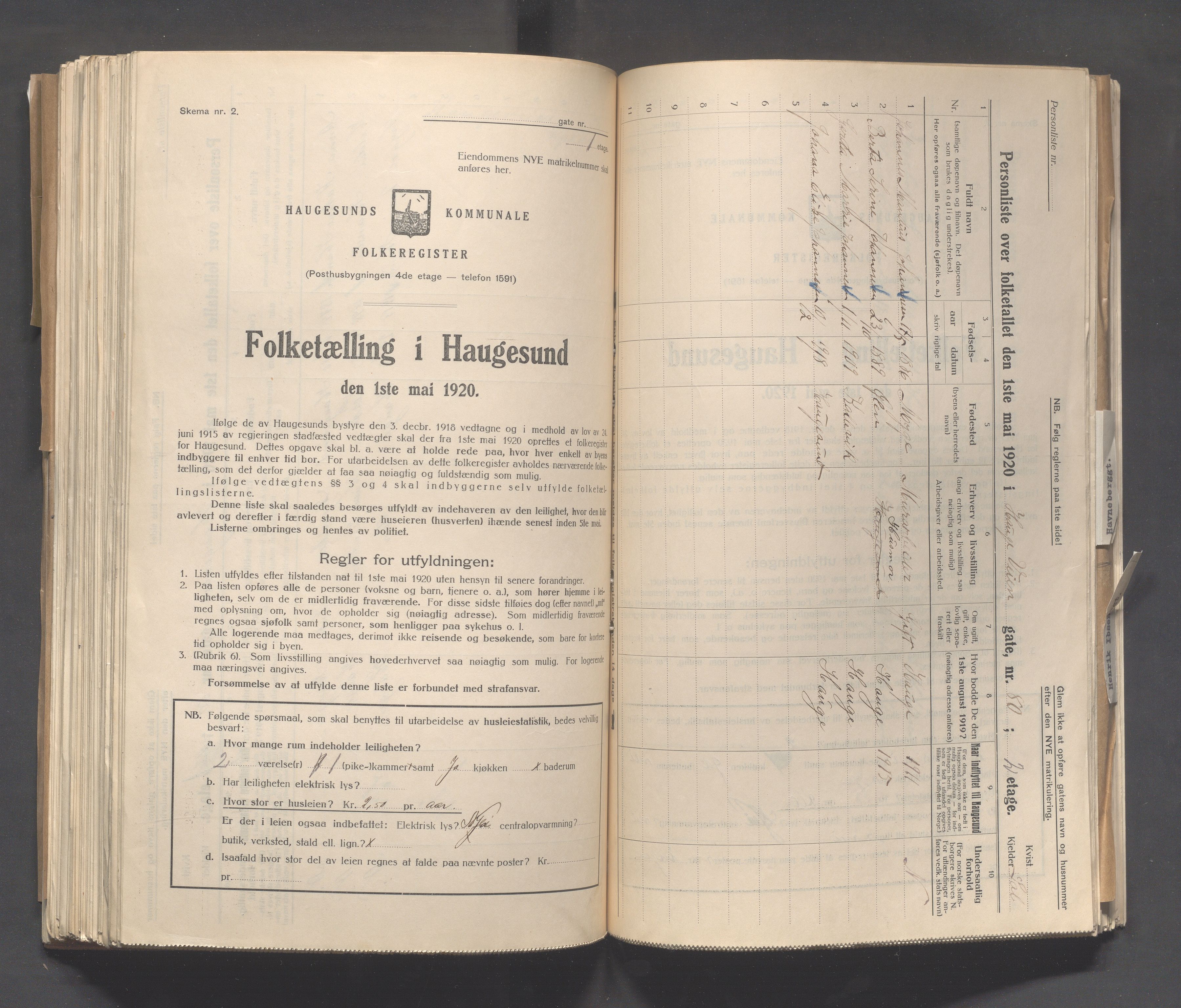 IKAR, Local census 1.5.1920 for Haugesund, 1920, p. 1365