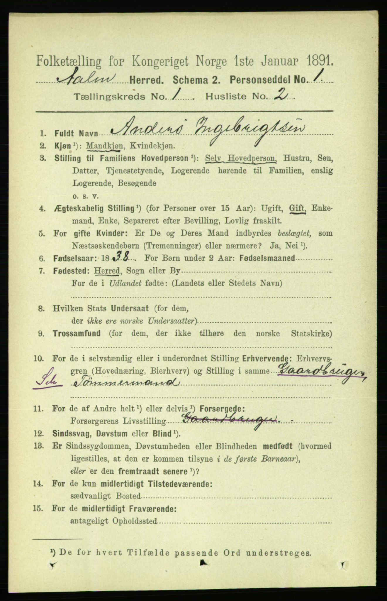 RA, 1891 census for 1644 Ålen, 1891, p. 74