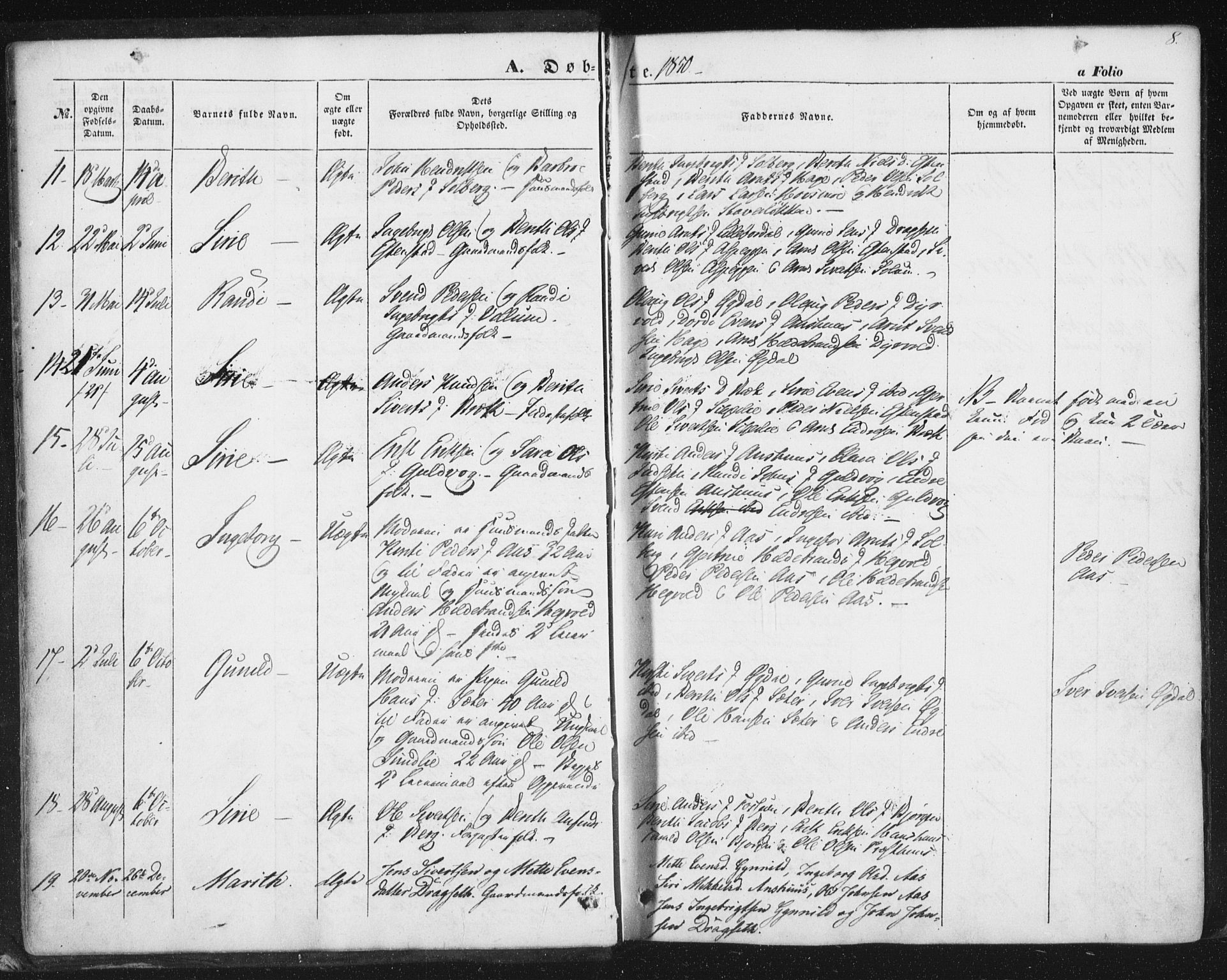 Ministerialprotokoller, klokkerbøker og fødselsregistre - Sør-Trøndelag, SAT/A-1456/689/L1038: Parish register (official) no. 689A03, 1848-1872, p. 8