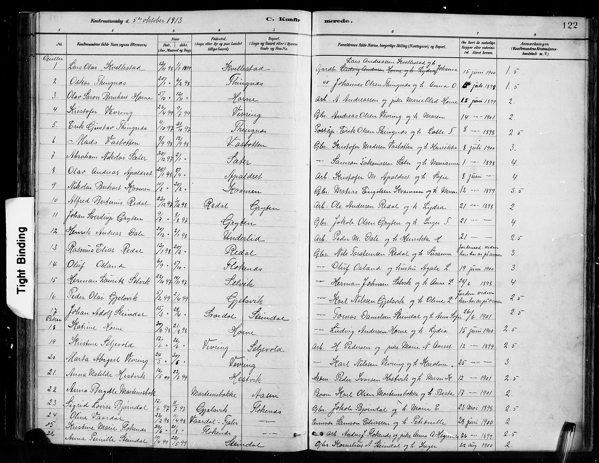 Førde sokneprestembete, SAB/A-79901/H/Hab/Habe/L0001: Parish register (copy) no. E 1, 1881-1920, p. 122