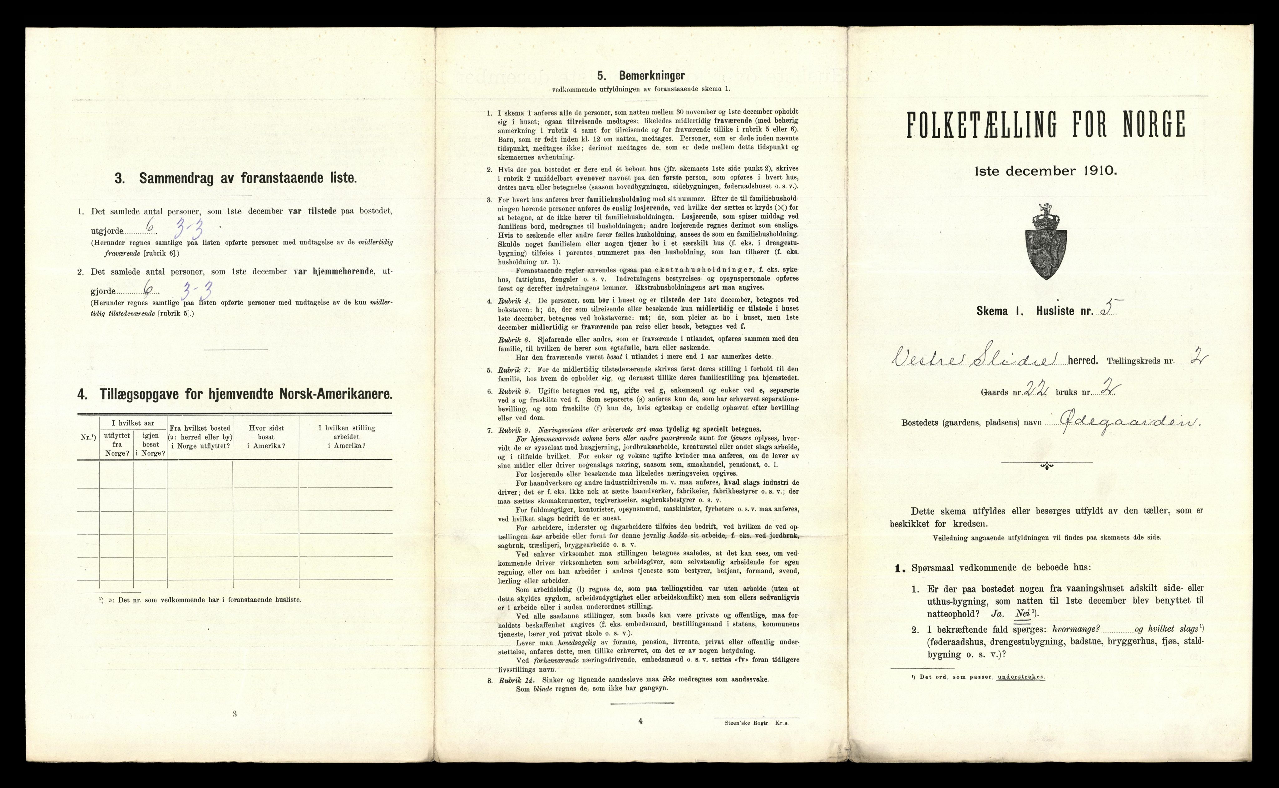 RA, 1910 census for Vestre Slidre, 1910, p. 161