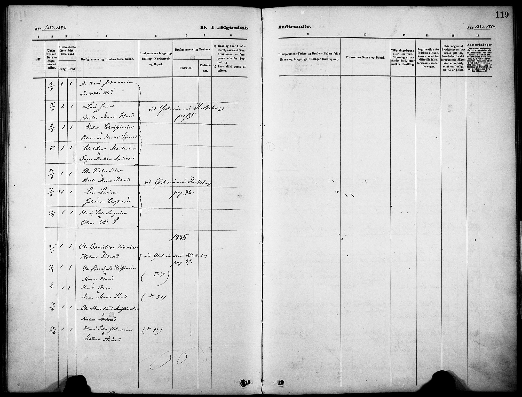Nordre Land prestekontor, SAH/PREST-124/H/Ha/Haa/L0005: Parish register (official) no. 5, 1882-1903, p. 119