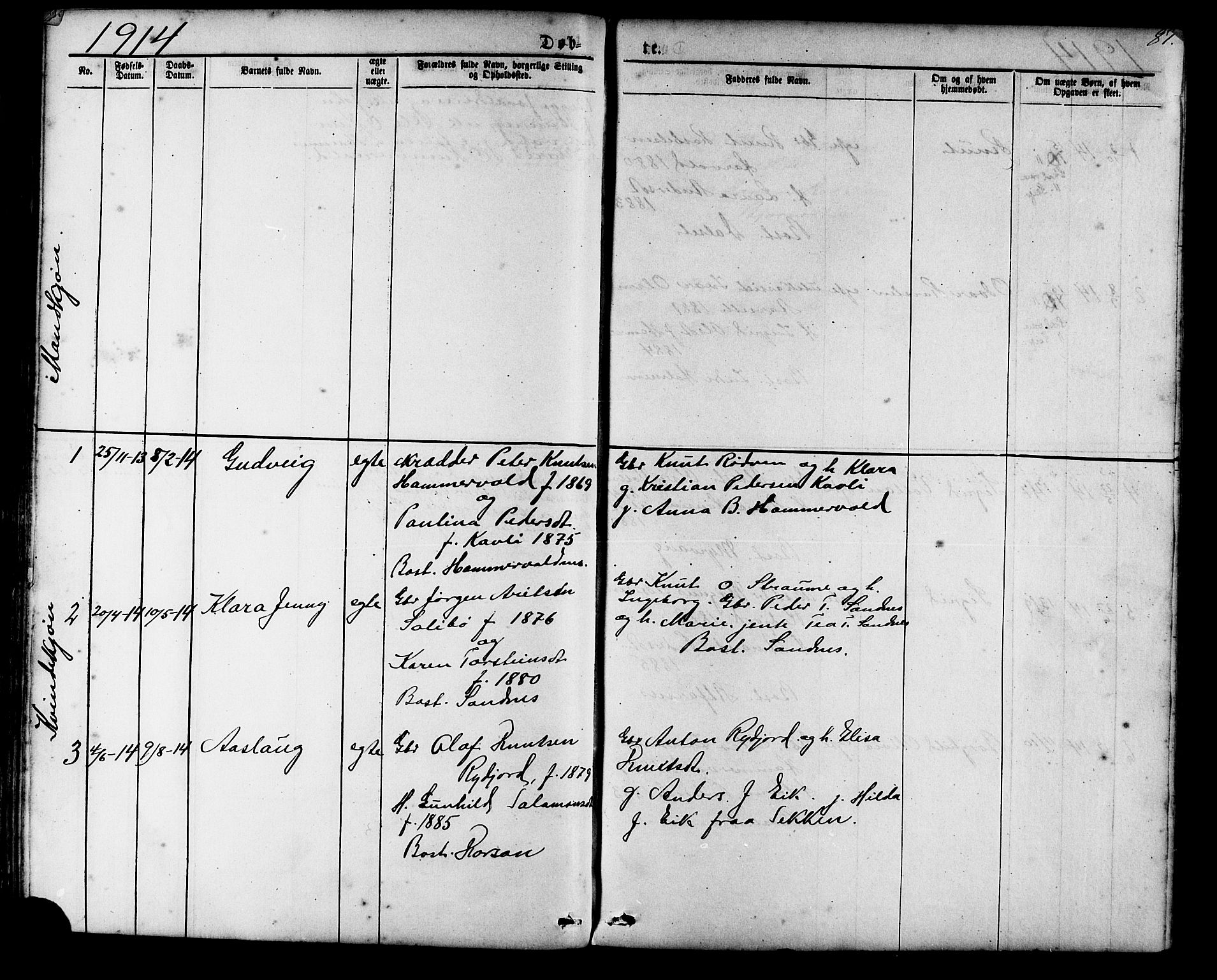 Ministerialprotokoller, klokkerbøker og fødselsregistre - Møre og Romsdal, AV/SAT-A-1454/548/L0614: Parish register (copy) no. 548C02, 1867-1917, p. 87