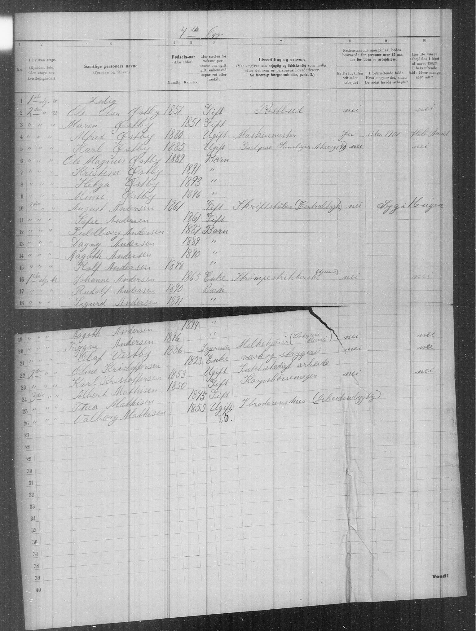 OBA, Municipal Census 1902 for Kristiania, 1902, p. 422