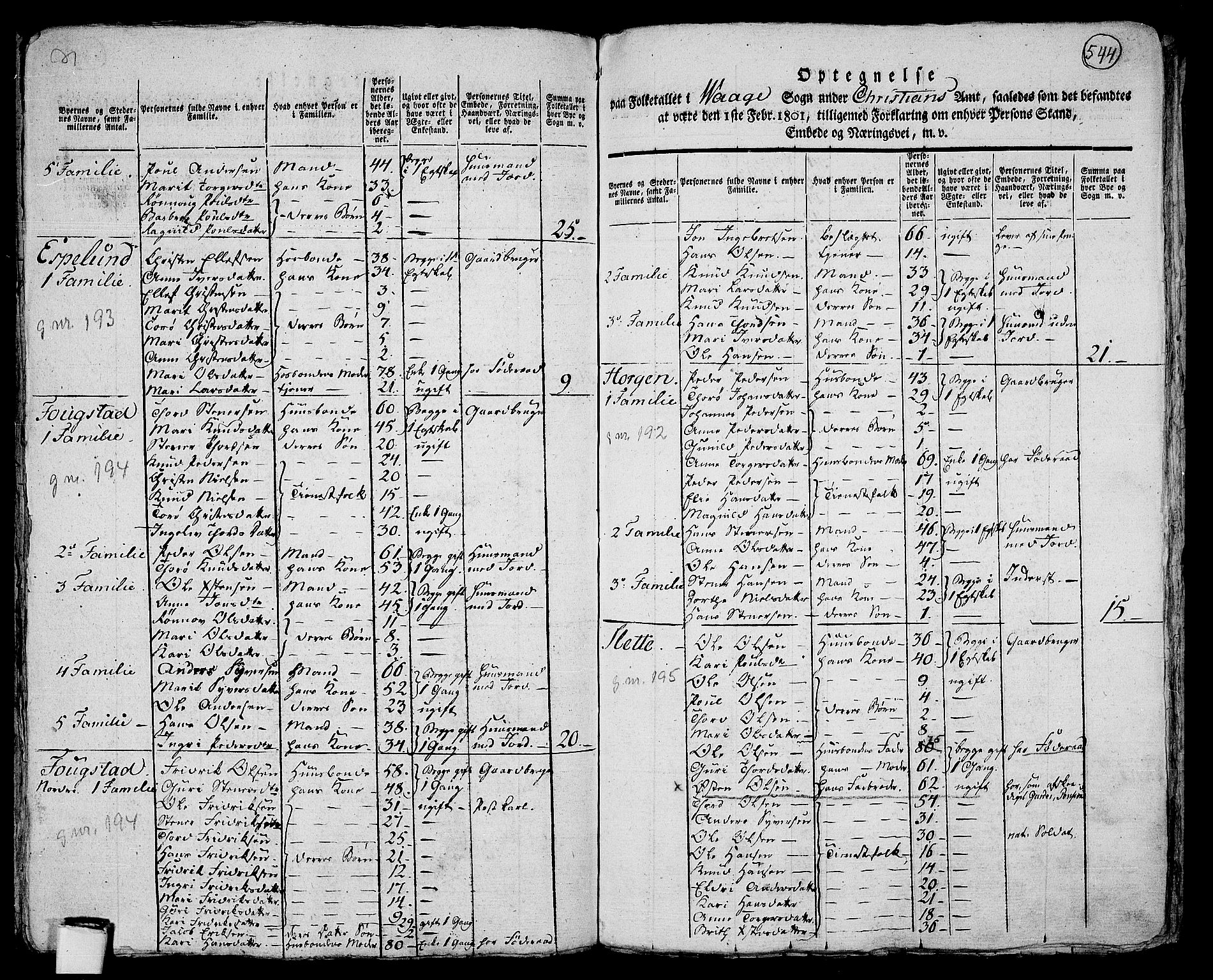 RA, 1801 census for 0515P Vågå, 1801, p. 543b-544a