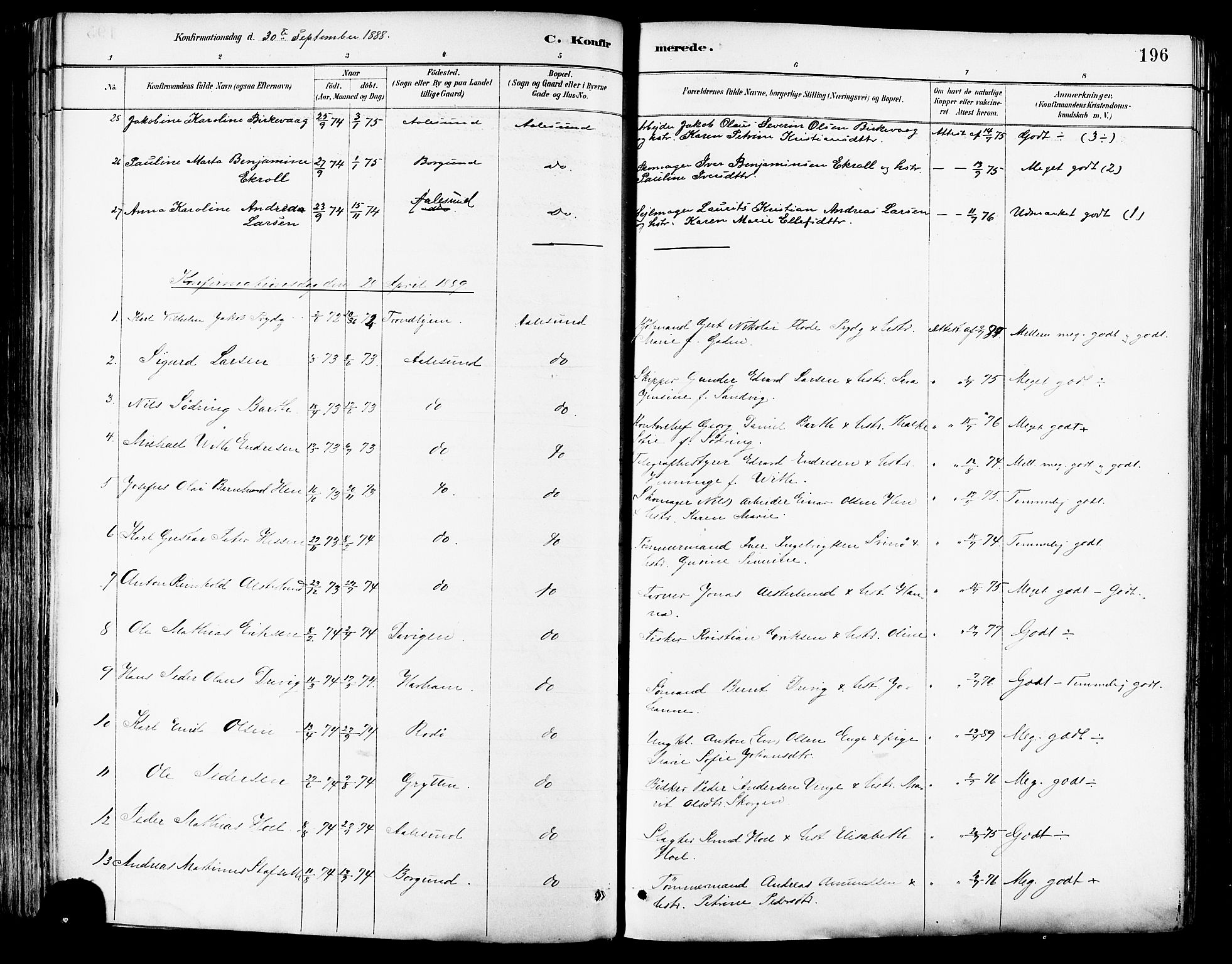 Ministerialprotokoller, klokkerbøker og fødselsregistre - Møre og Romsdal, AV/SAT-A-1454/529/L0455: Parish register (official) no. 529A05, 1885-1893, p. 196