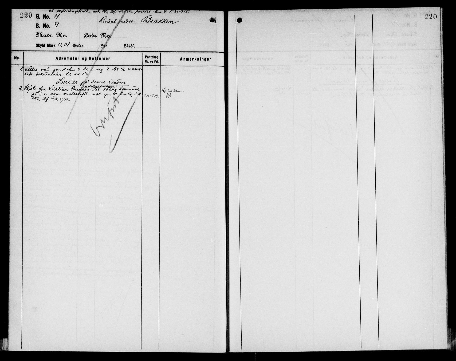 Sør-Gudbrandsdal tingrett, AV/SAH-TING-004/H/Ha/Hae/L0005: Mortgage register no. 3.5, 1924-1954, p. 220