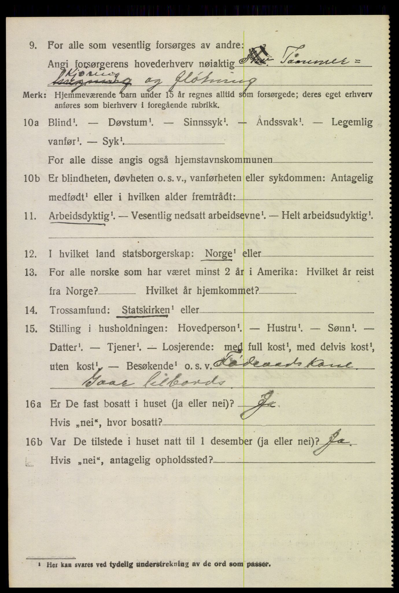 SAH, 1920 census for Trysil, 1920, p. 15122