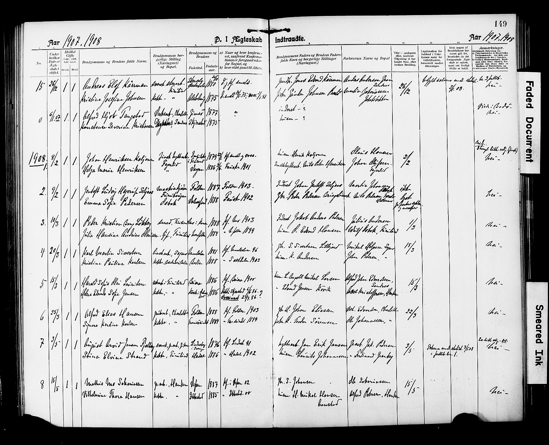 Ministerialprotokoller, klokkerbøker og fødselsregistre - Nordland, AV/SAT-A-1459/850/L0709: Parish register (official) no. 850A01, 1899-1909, p. 149