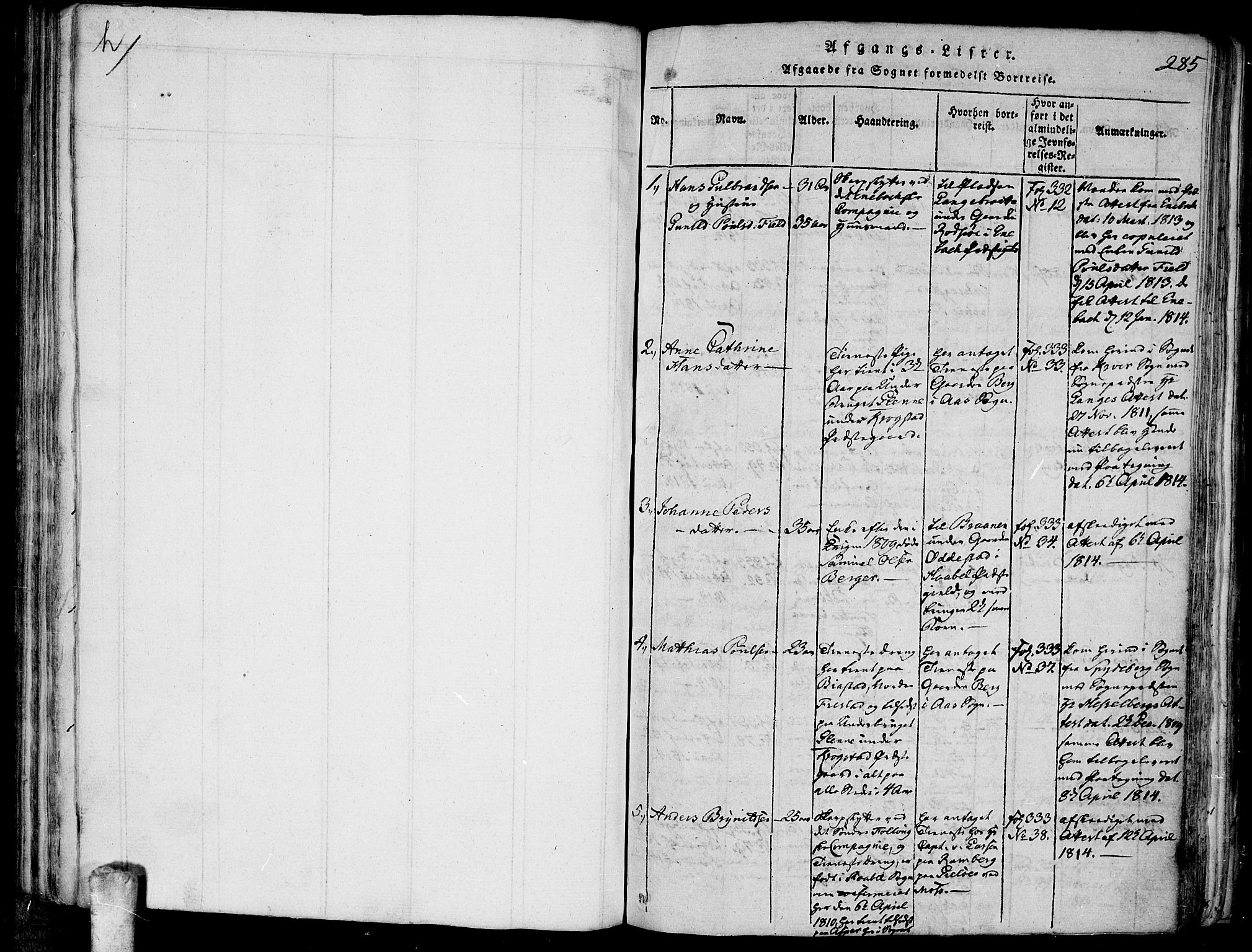 Kråkstad prestekontor Kirkebøker, AV/SAO-A-10125a/F/Fa/L0003: Parish register (official) no. I 3, 1813-1824, p. 285