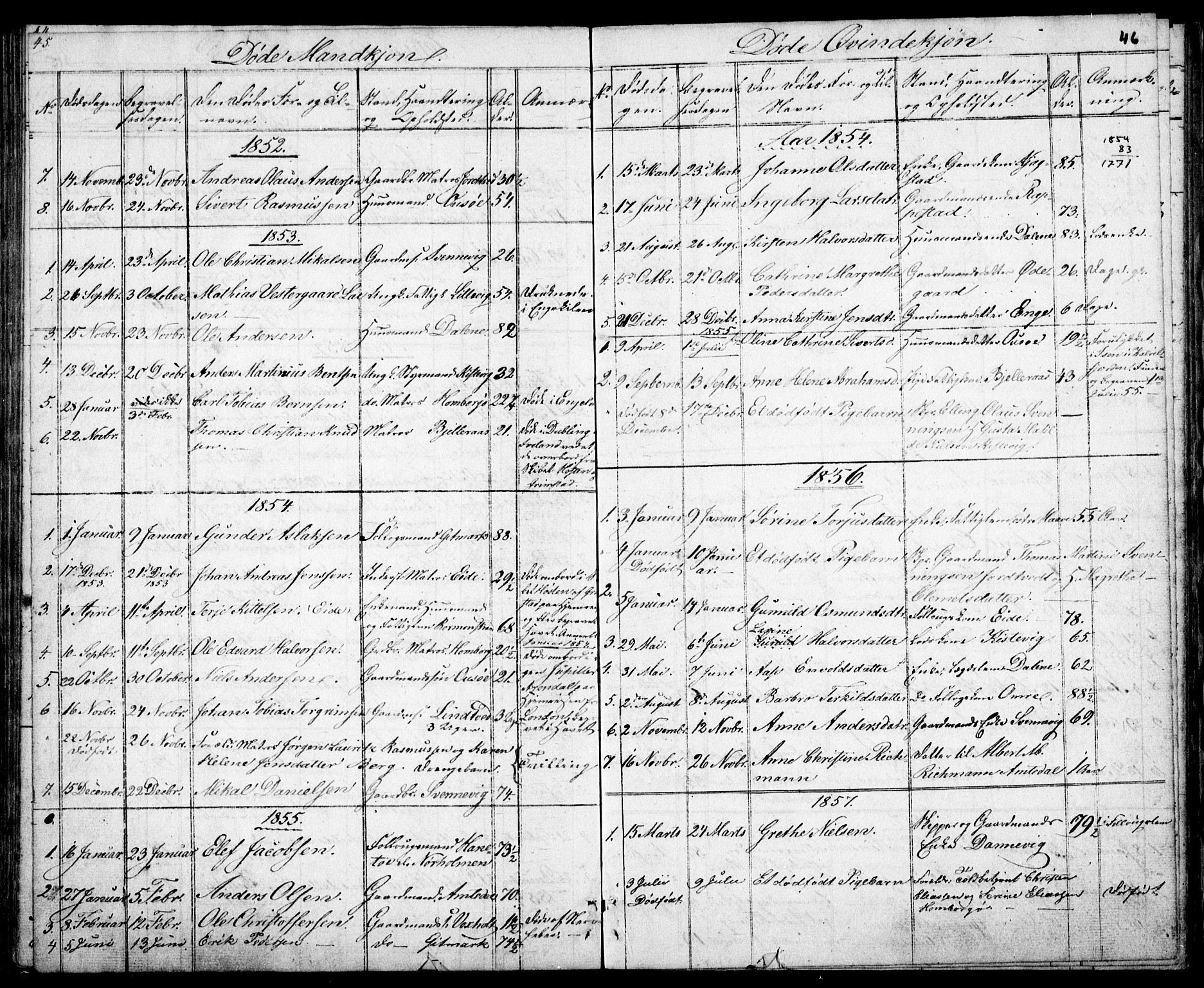 Hommedal sokneprestkontor, AV/SAK-1111-0023/F/Fb/Fba/L0002: Parish register (copy) no. B 2, 1841-1863, p. 46