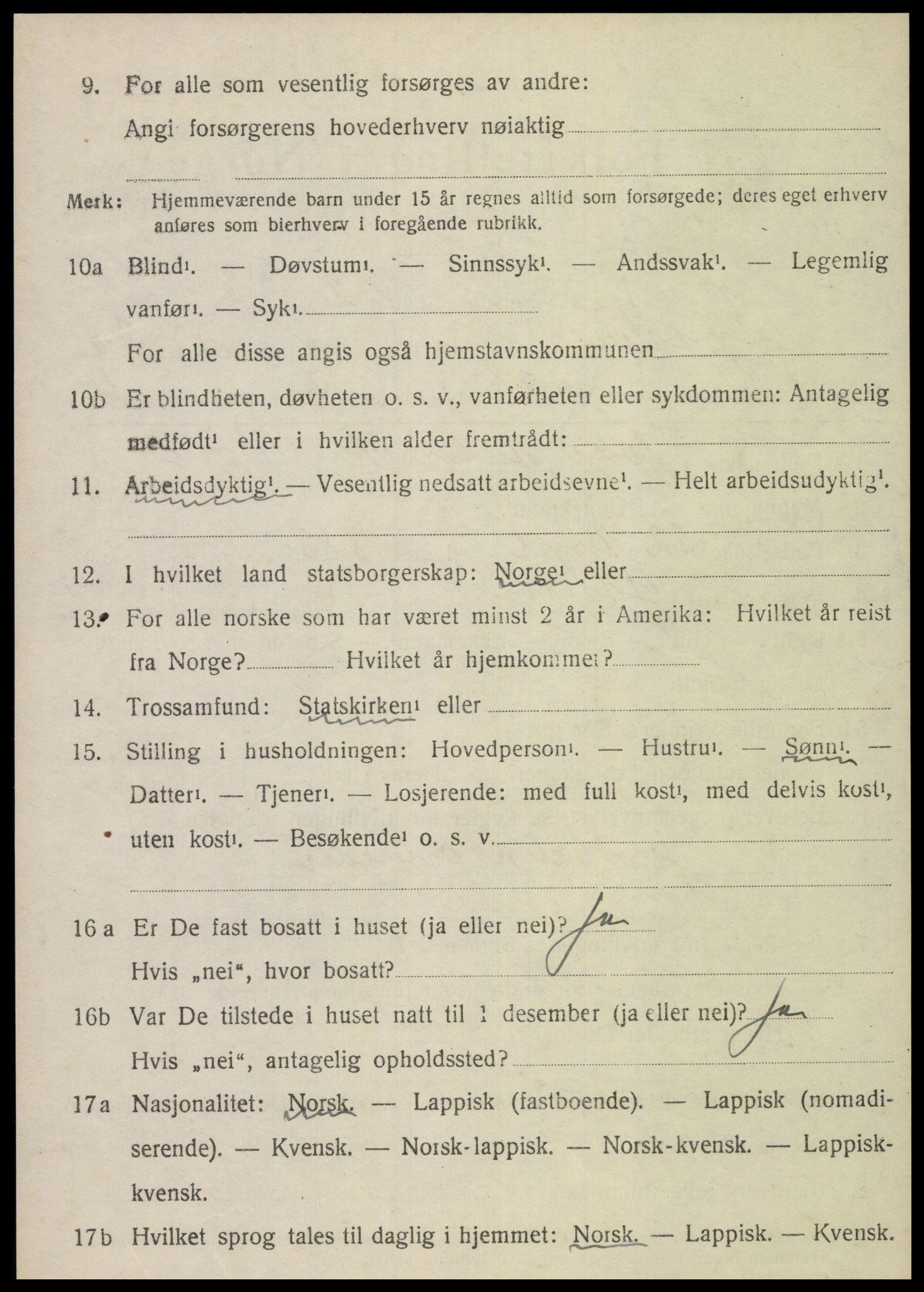 SAT, 1920 census for Sparbu, 1920, p. 4518