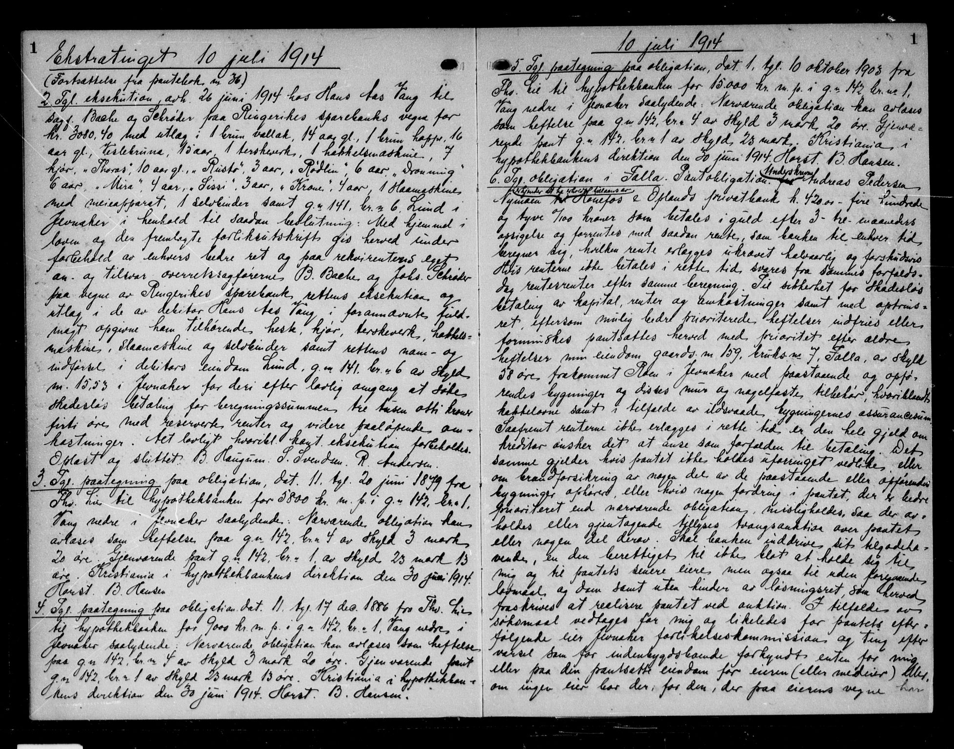 Hadeland og Land tingrett, AV/SAH-TING-010/H/Hb/Hba/L0037: Mortgage book no. 37, 1914-1915, p. 1