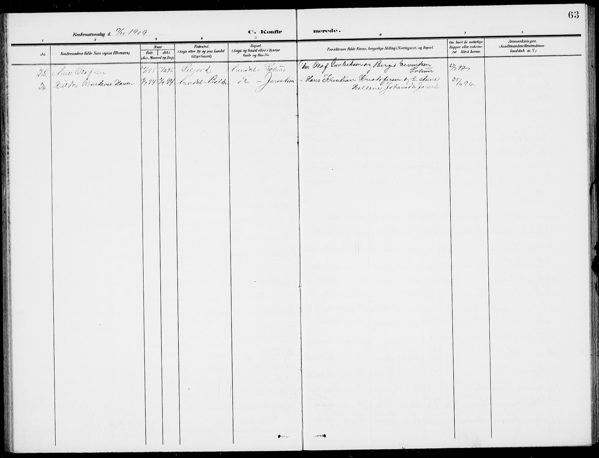 Stokke kirkebøker, AV/SAKO-A-320/G/Gc/L0001: Parish register (copy) no. III 1, 1904-1935, p. 63