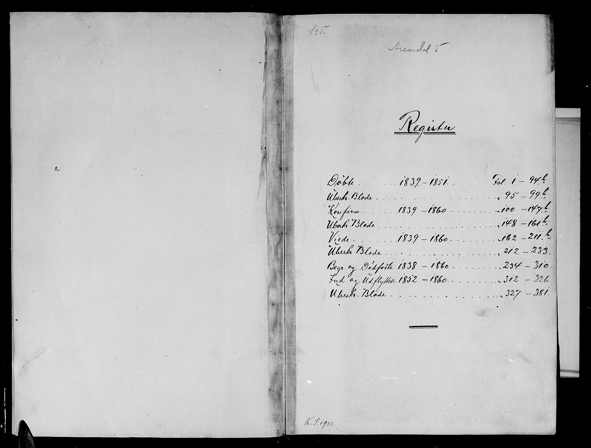 Arendal sokneprestkontor, Trefoldighet, SAK/1111-0040/F/Fb/L0002: Parish register (copy) no. B 2, 1838-1860