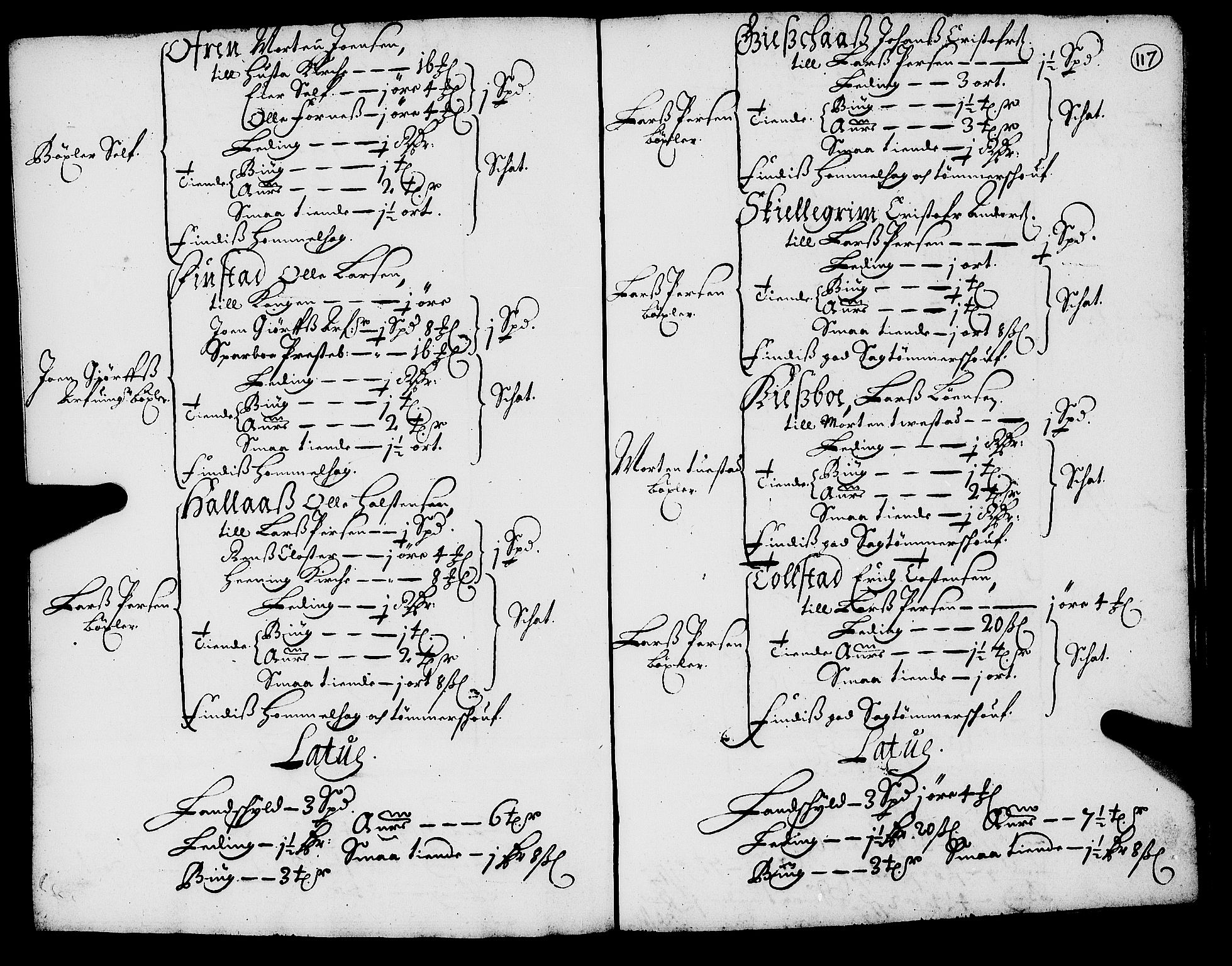 Rentekammeret inntil 1814, Realistisk ordnet avdeling, AV/RA-EA-4070/N/Nb/Nba/L0055: Inderøy len, 1668, p. 116b-117a