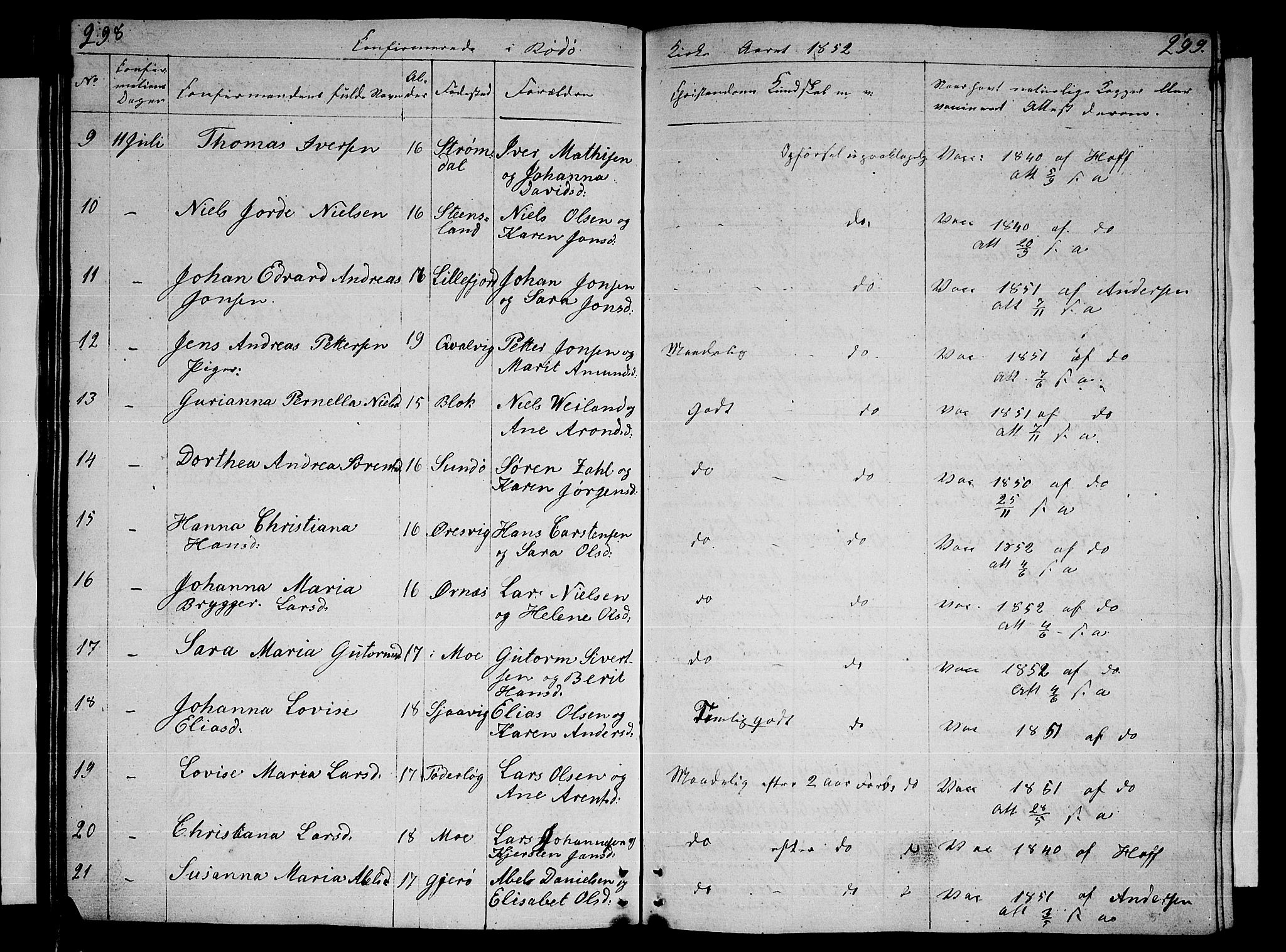 Ministerialprotokoller, klokkerbøker og fødselsregistre - Nordland, AV/SAT-A-1459/841/L0618: Parish register (copy) no. 841C02, 1833-1855, p. 298-299