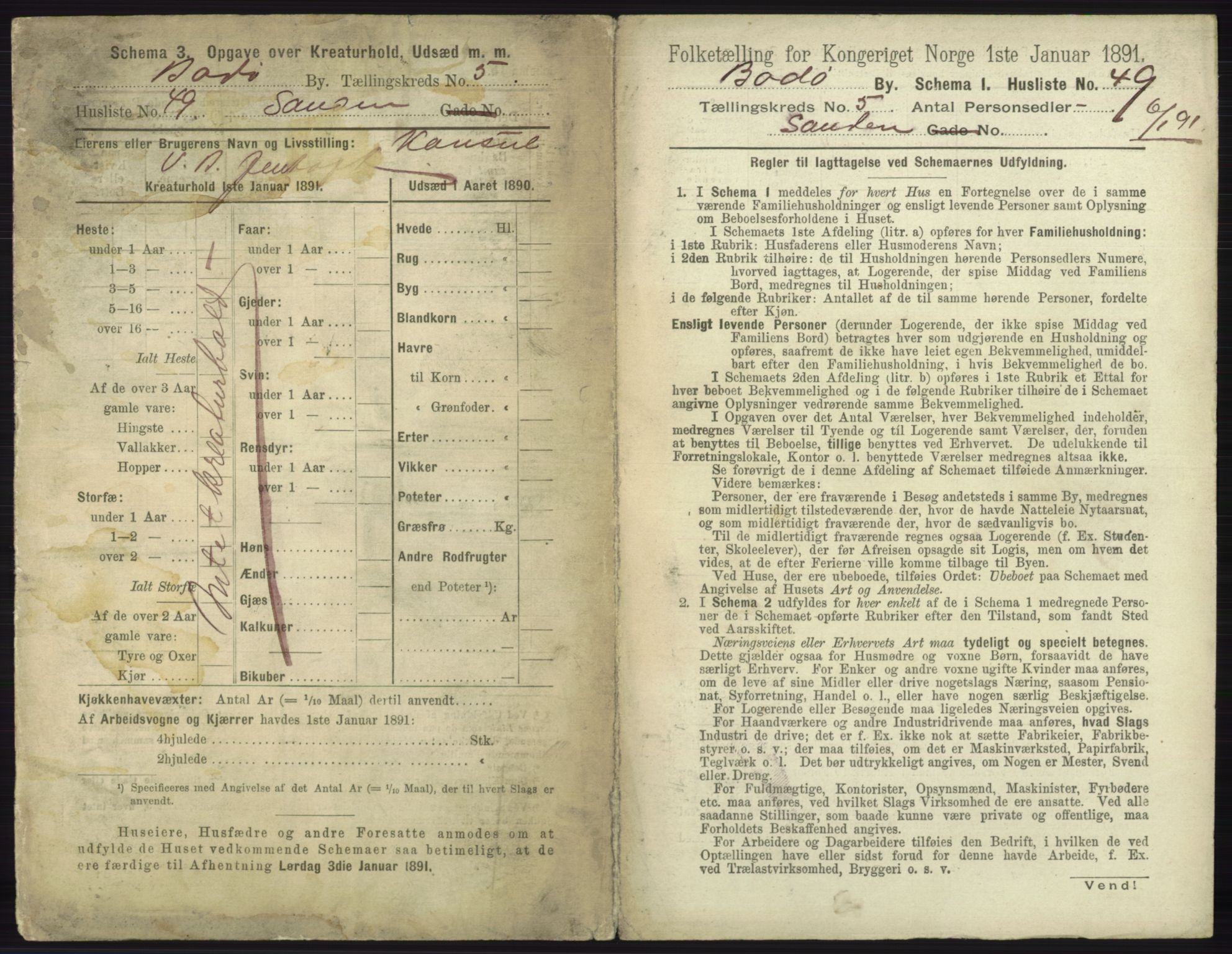 RA, 1891 census for 1804 Bodø, 1891, p. 3903