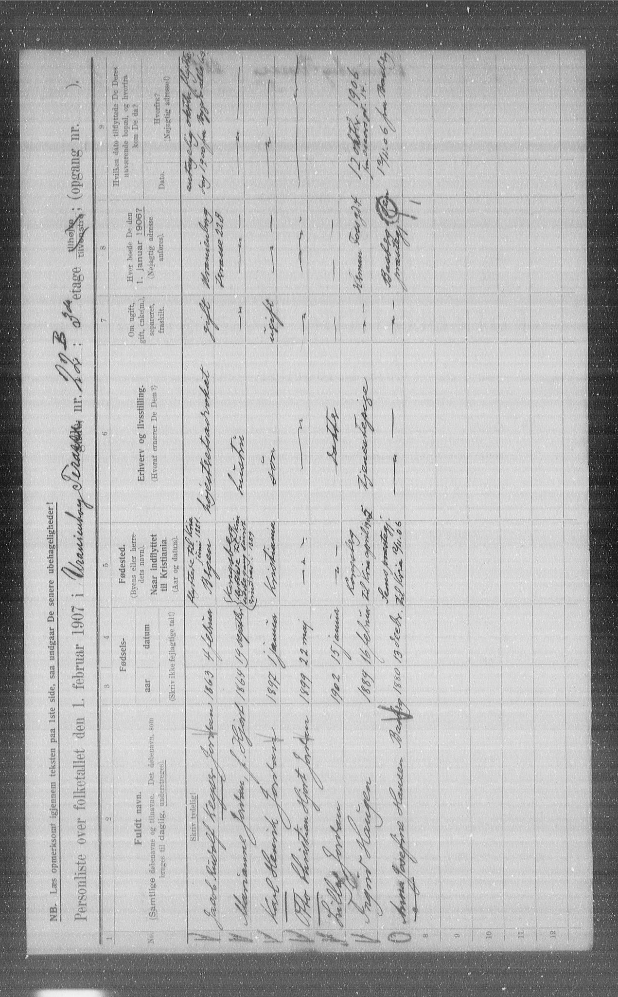 OBA, Municipal Census 1907 for Kristiania, 1907, p. 61230