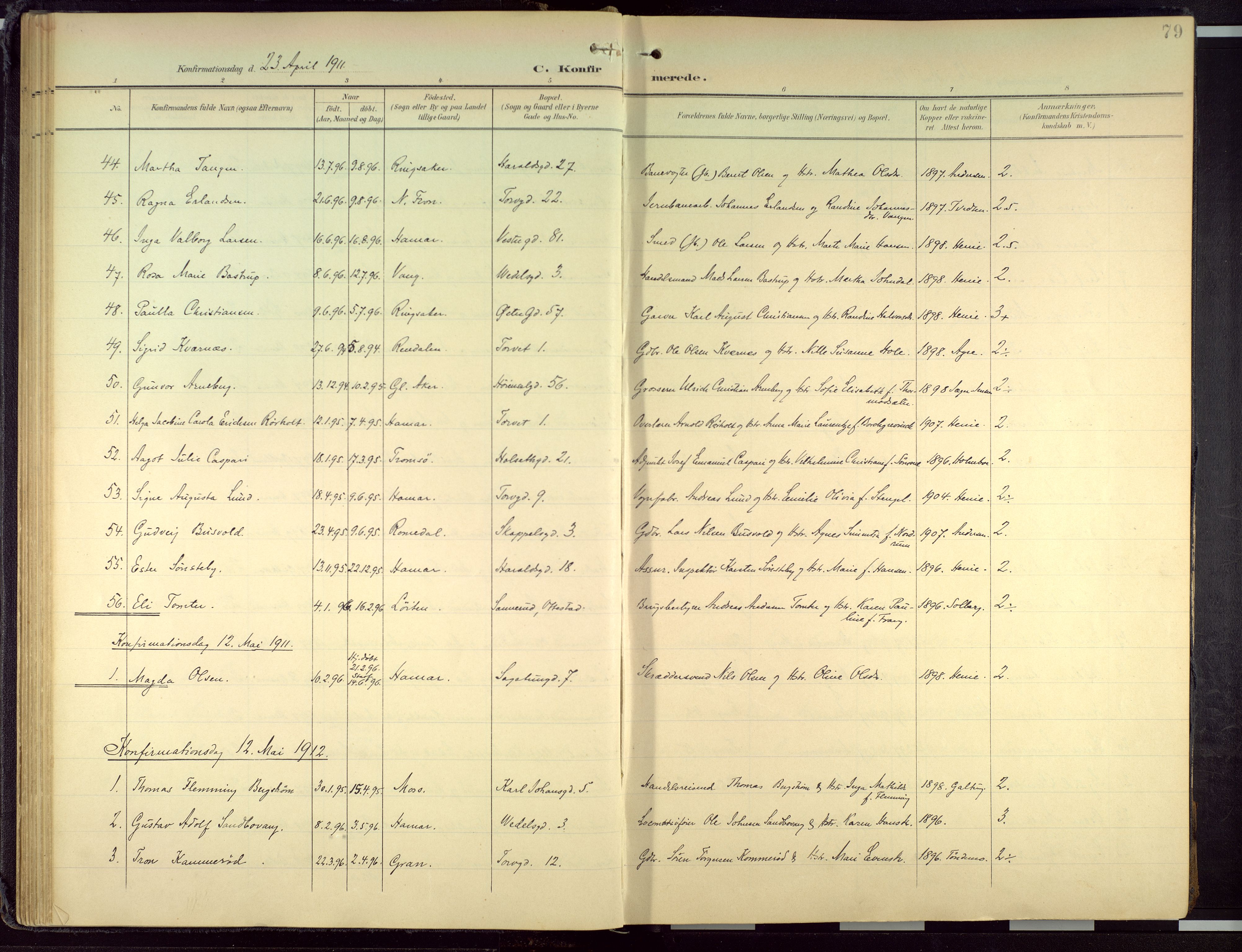 Hamar prestekontor, AV/SAH-DOMPH-002/H/Ha/Haa/L0004: Parish register (official) no. 4, 1899-1973, p. 79