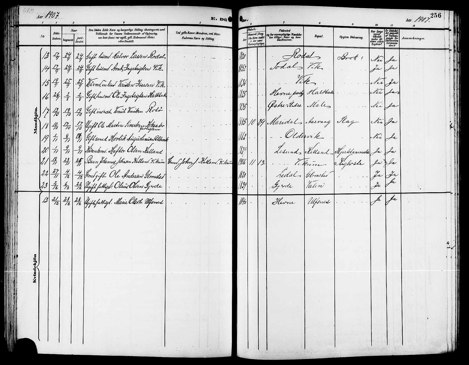 Ministerialprotokoller, klokkerbøker og fødselsregistre - Møre og Romsdal, SAT/A-1454/578/L0910: Parish register (copy) no. 578C03, 1900-1921, p. 256