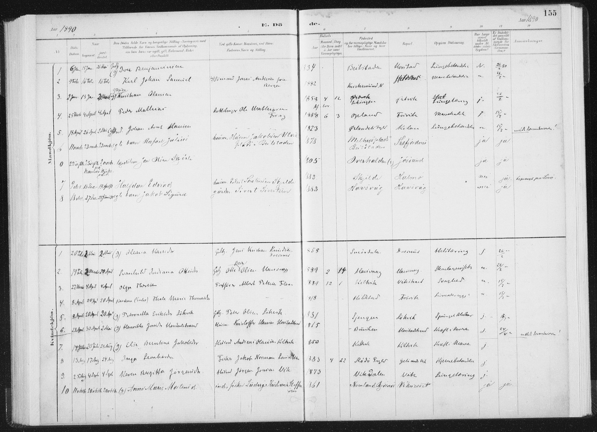 Ministerialprotokoller, klokkerbøker og fødselsregistre - Nord-Trøndelag, SAT/A-1458/771/L0597: Parish register (official) no. 771A04, 1885-1910, p. 155