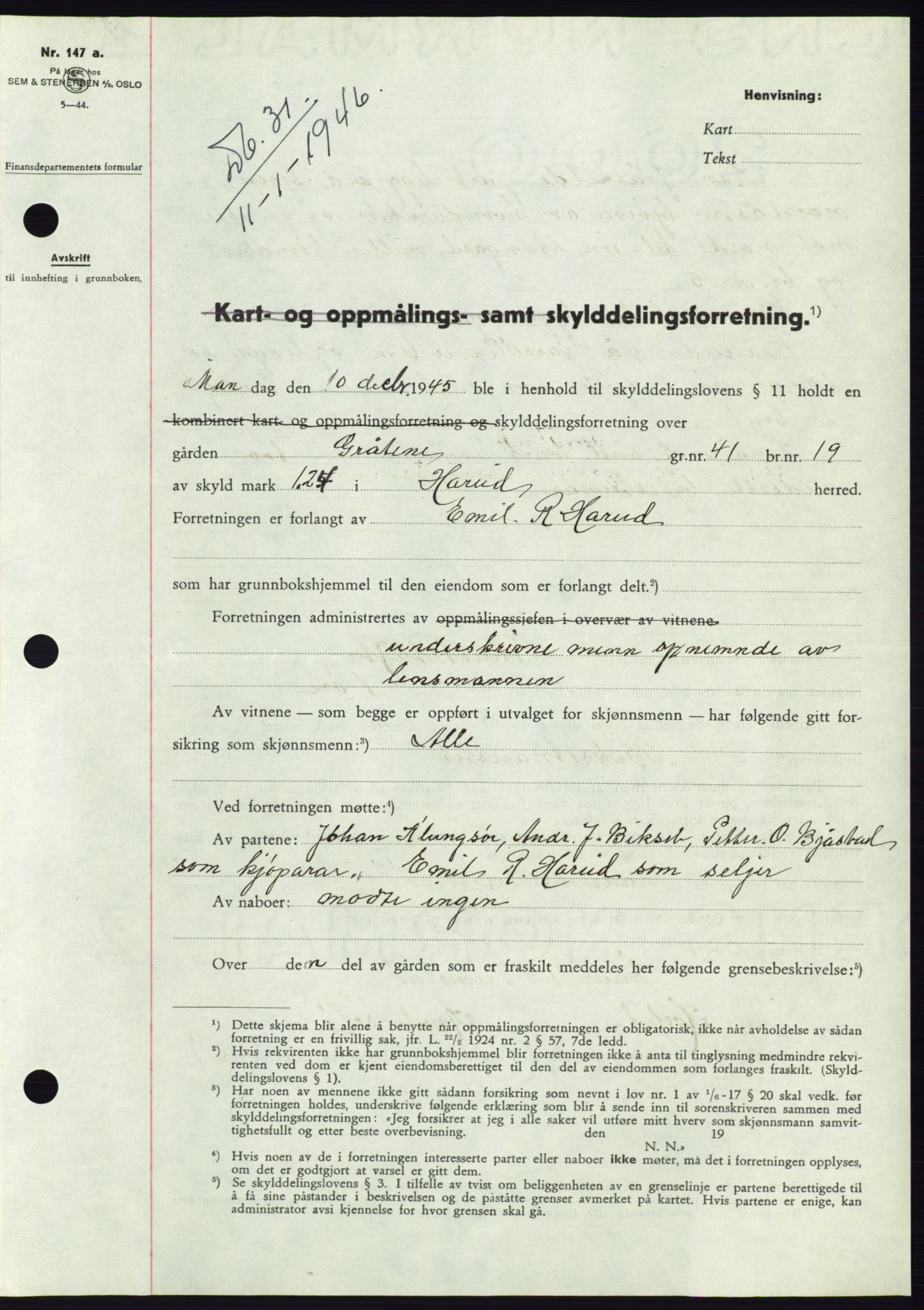 Søre Sunnmøre sorenskriveri, AV/SAT-A-4122/1/2/2C/L0077: Mortgage book no. 3A, 1945-1946, Diary no: : 31/1946