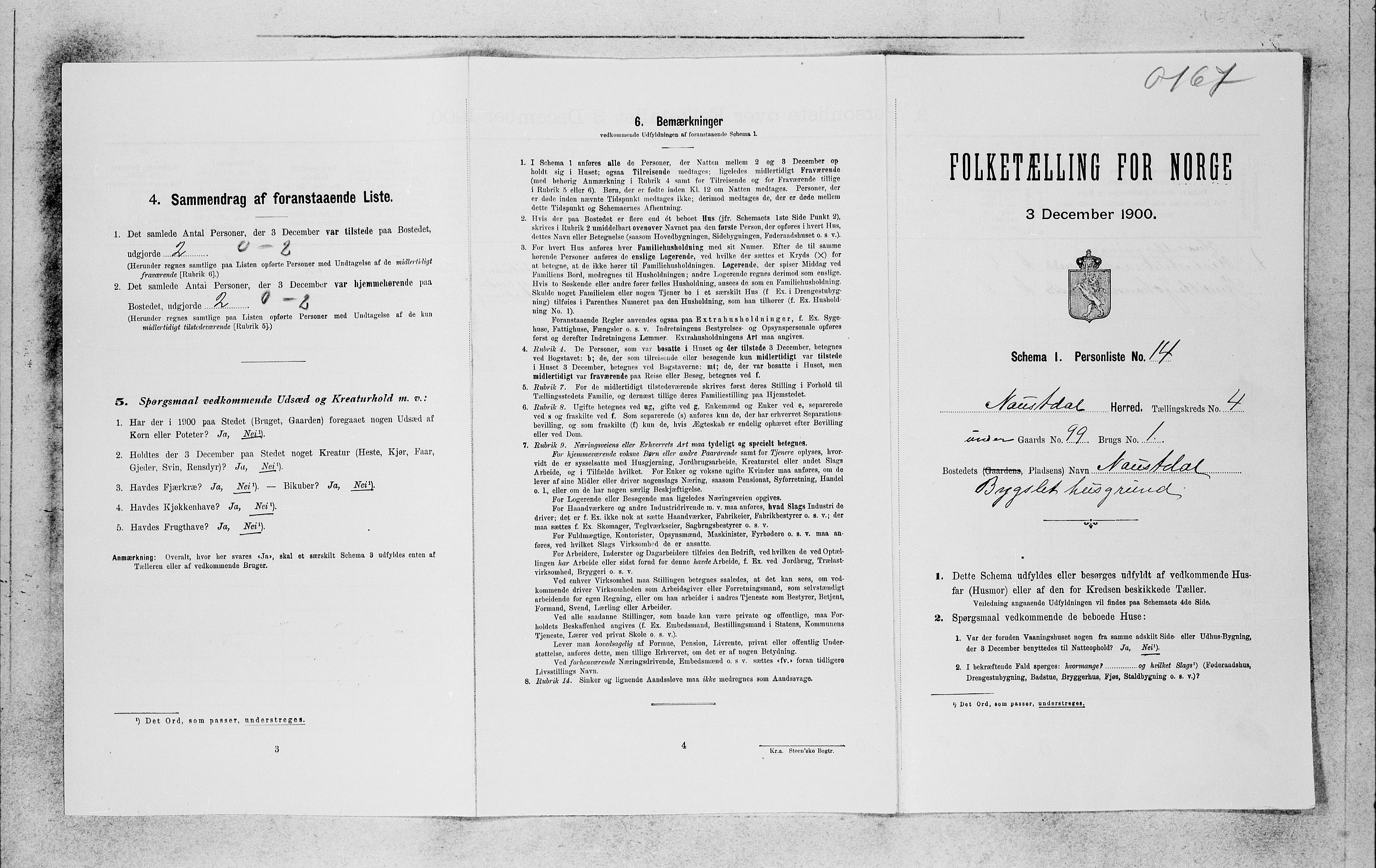 SAB, 1900 census for Naustdal, 1900, p. 382